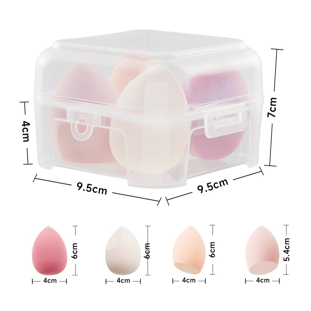 TEMU Multi-coloured Beauty Blenders 4pcs With Covered , Multi Shaped Blush , Face Makeup , Set Of 4 Sponges To Apply And Concealer, Sun Lotion, Cream