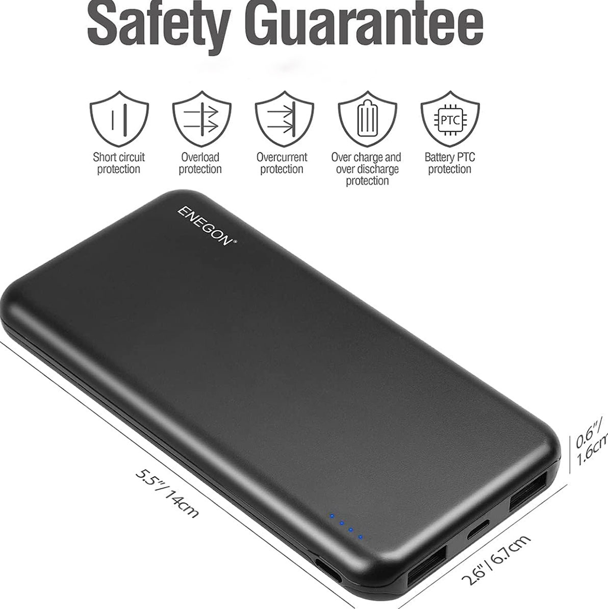 10000mAh 2-Pack Portables Power Bank, centrale électrique universelle USB-C, banque de puissance lithium-polymère, 4-Port double USB/ batterie alimenté pour iPhone/Android, tablettes et plus