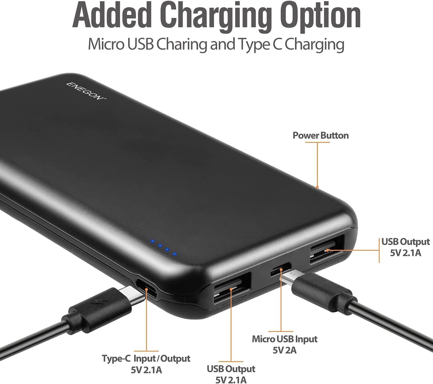 10000mAh 2-Pack Portables Power Bank, centrale électrique universelle USB-C, banque de puissance lithium-polymère, 4-Port double USB/ batterie alimenté pour iPhone/Android, tablettes et plus
