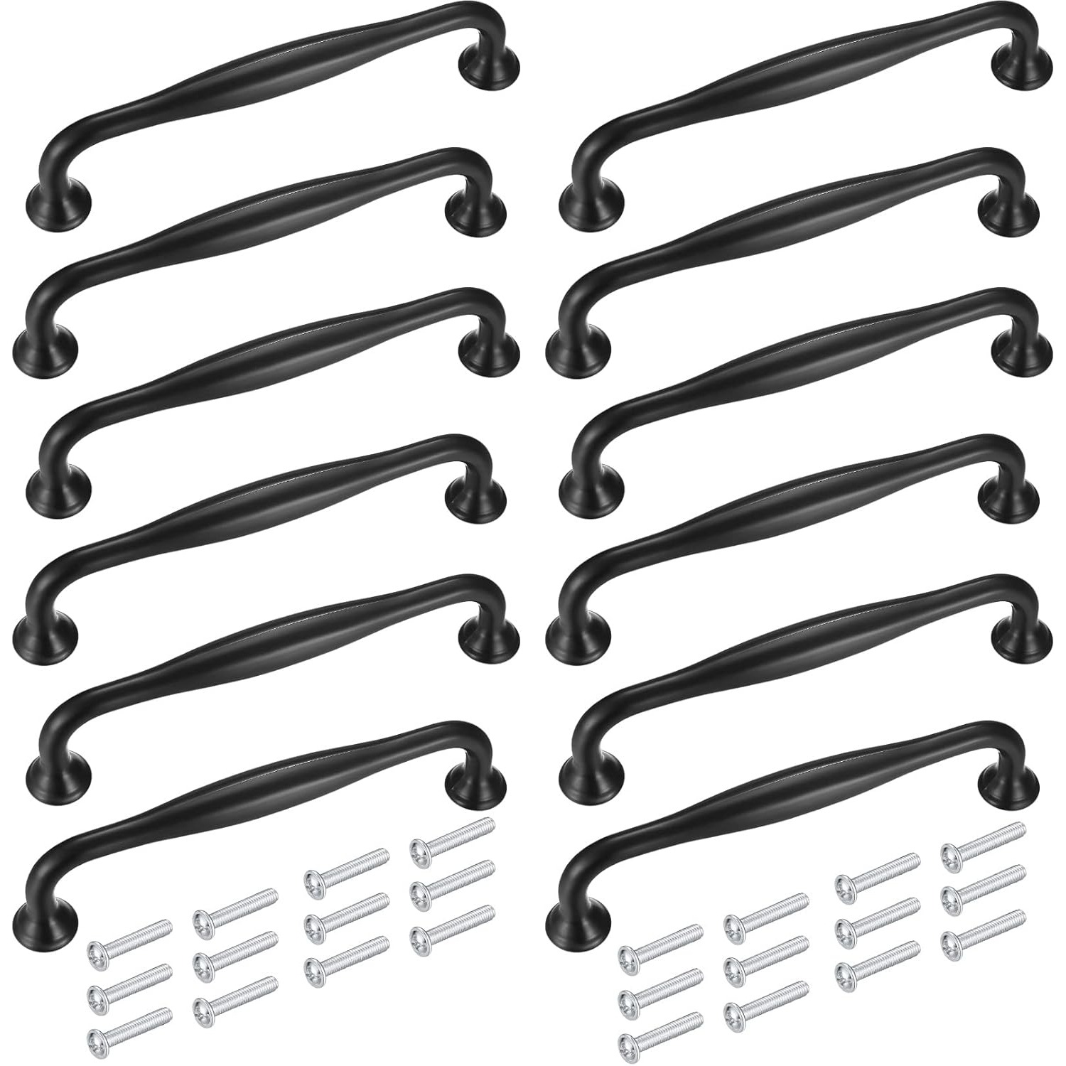 

12 Pieces 128mm Kitchen Handles Black Furniture Handles Cabinet Door Handles Cabinet Handles And Buttons Aluminum Alloy Handles With Screws Handles For Kitchen Cabinets