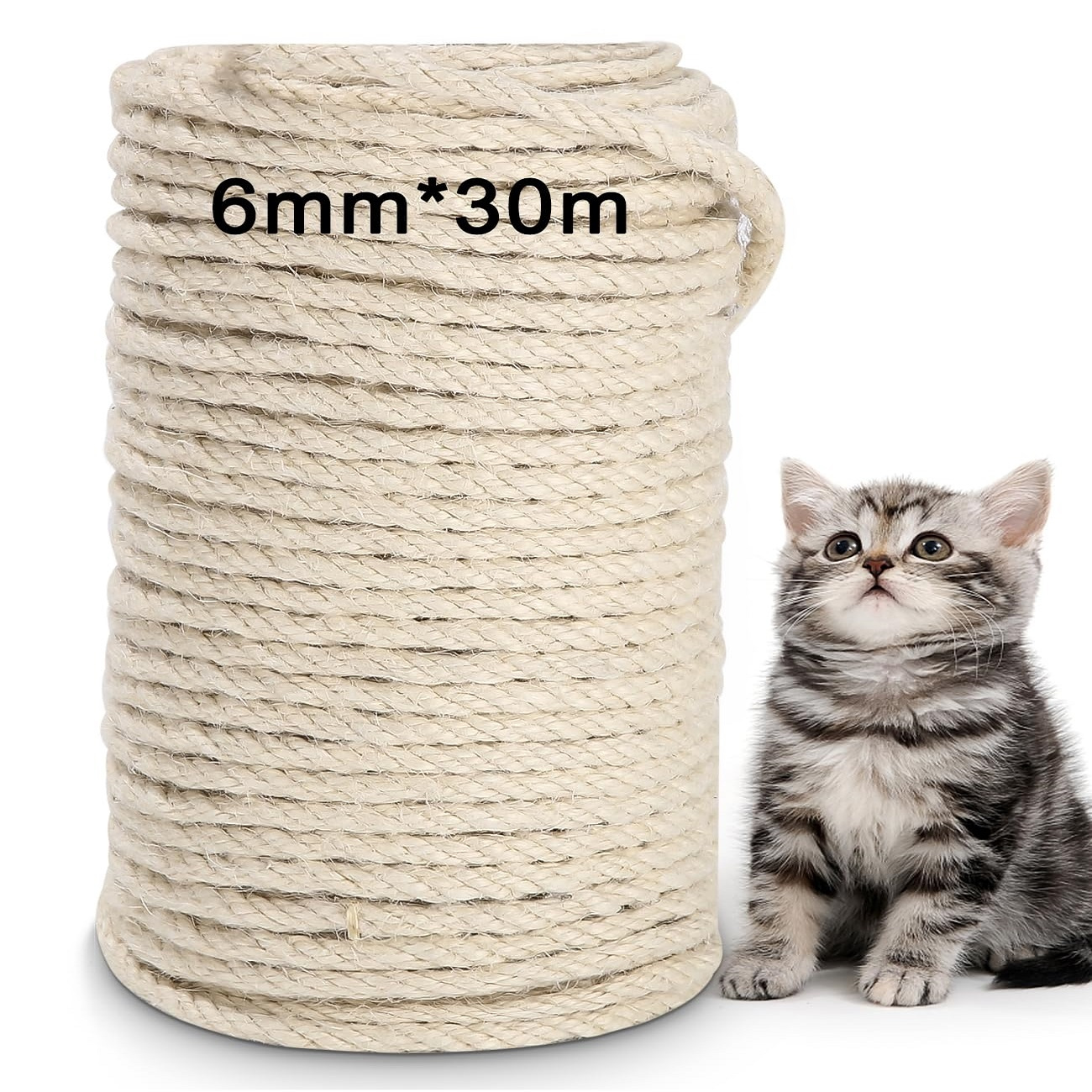 

Sisal Rope For Scratching Post 6mm (30 Meters) Sisal Rope Multi- Rope Rope Sisal For Cat Scratching Post Cat Scratching Post And Accessories For Cats, Household, Scratching Rope, Garden, Diy