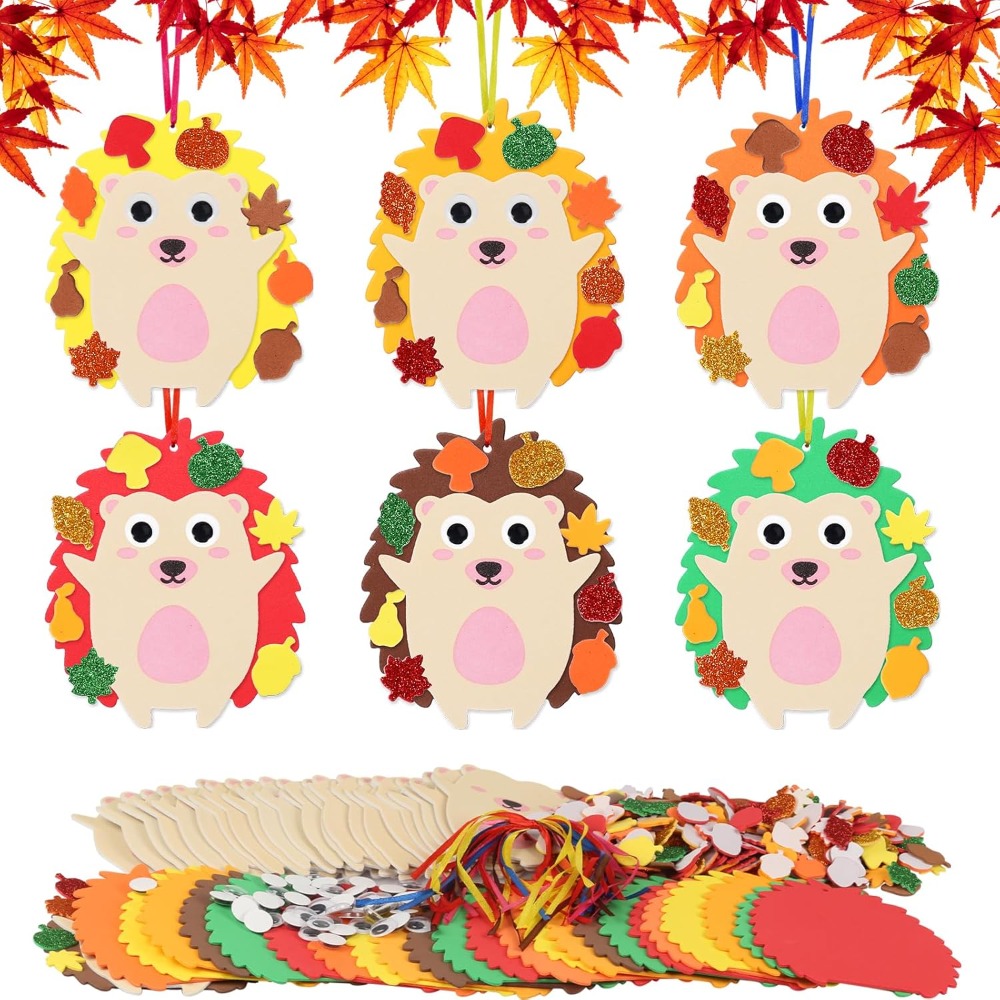 

24pcs Hedgehog Craft Kits For Fall Crafting Hedgehog Crafts Fall Creative Sets Art And Crafts For Diy Fall Pendants Decor Thanksgiving Boys Gift