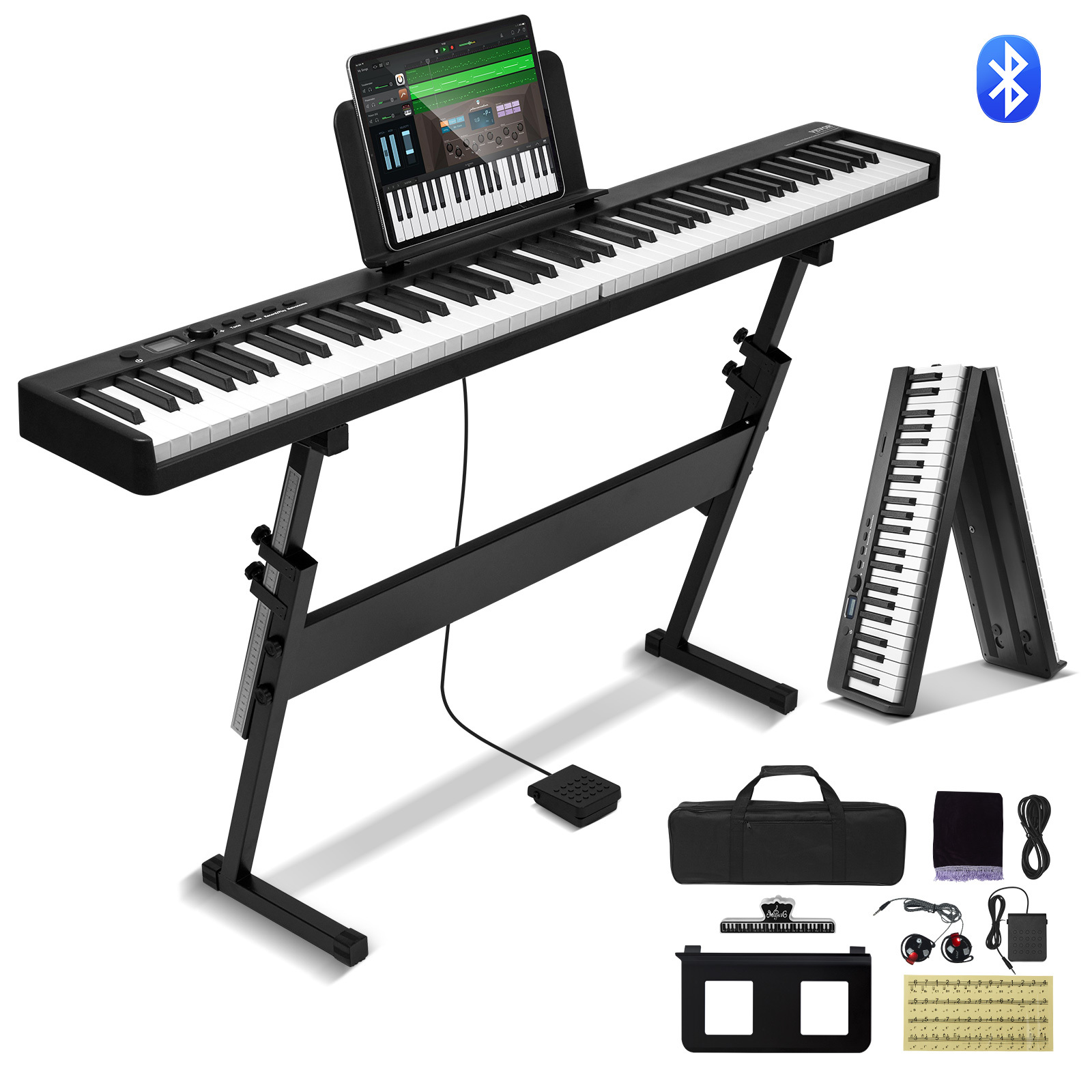 E-shop VEVOR 88 Tasten Klappbares Keyboard Piano Faltbar MIDI mit Ständer