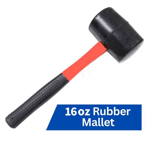 16oz rubber mallet hammer steel shaft camping rubber for trade use solid strong heavy duty fibre glass shaft shocking absorbing handle for laying paving camping