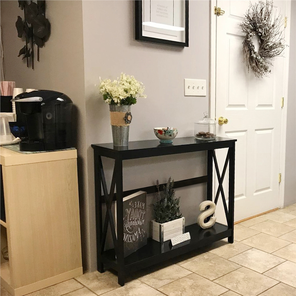 Image of Costoffs X-shaped Frame 2-tier Sideboard Side Table Narrow Hallway Table Entrance Table Console Table For Living Room Bedroom Hallway And Entrance