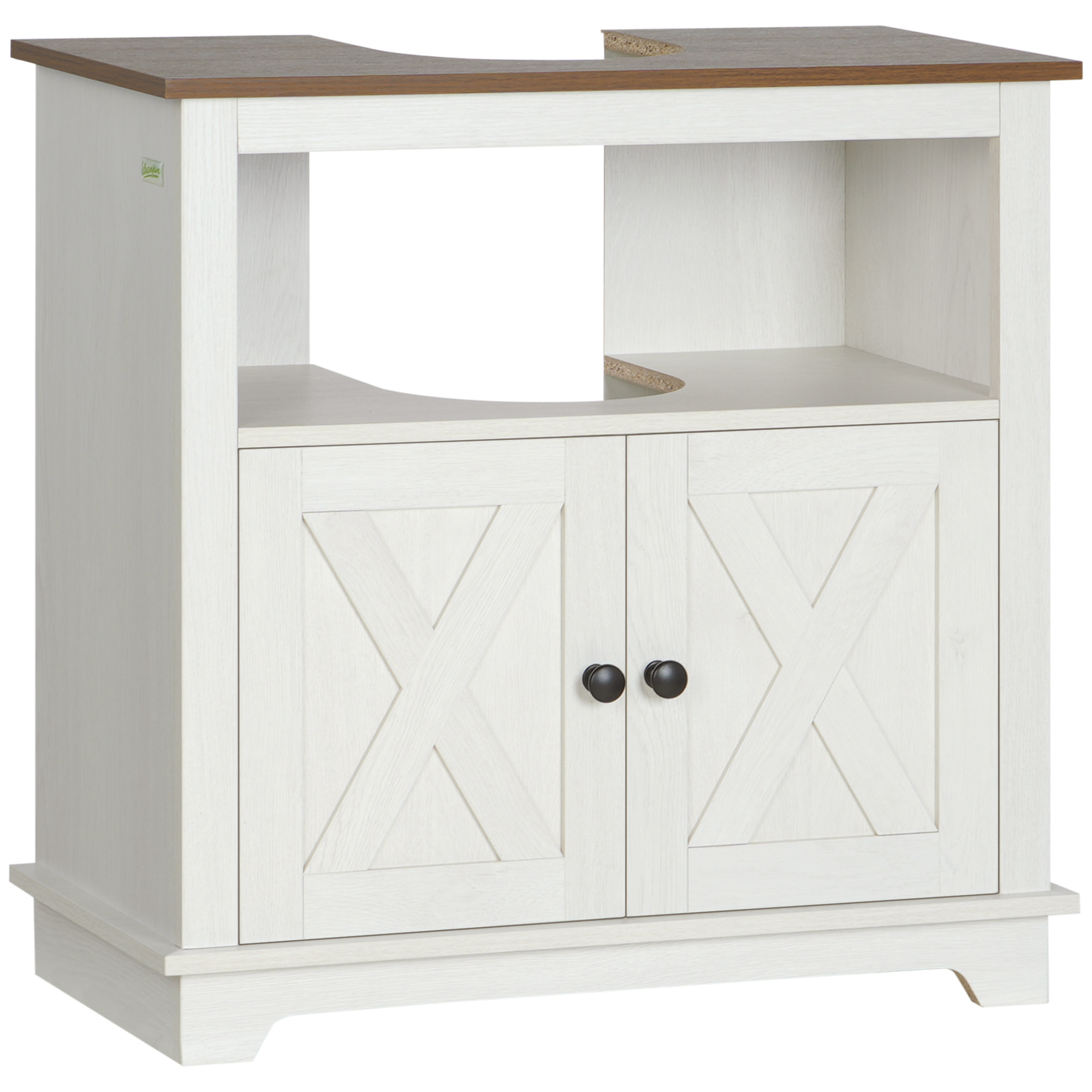 Homcom Bathroom Furniture Under Sink Cabinet With , 60 X 30 X 60 Cm, White