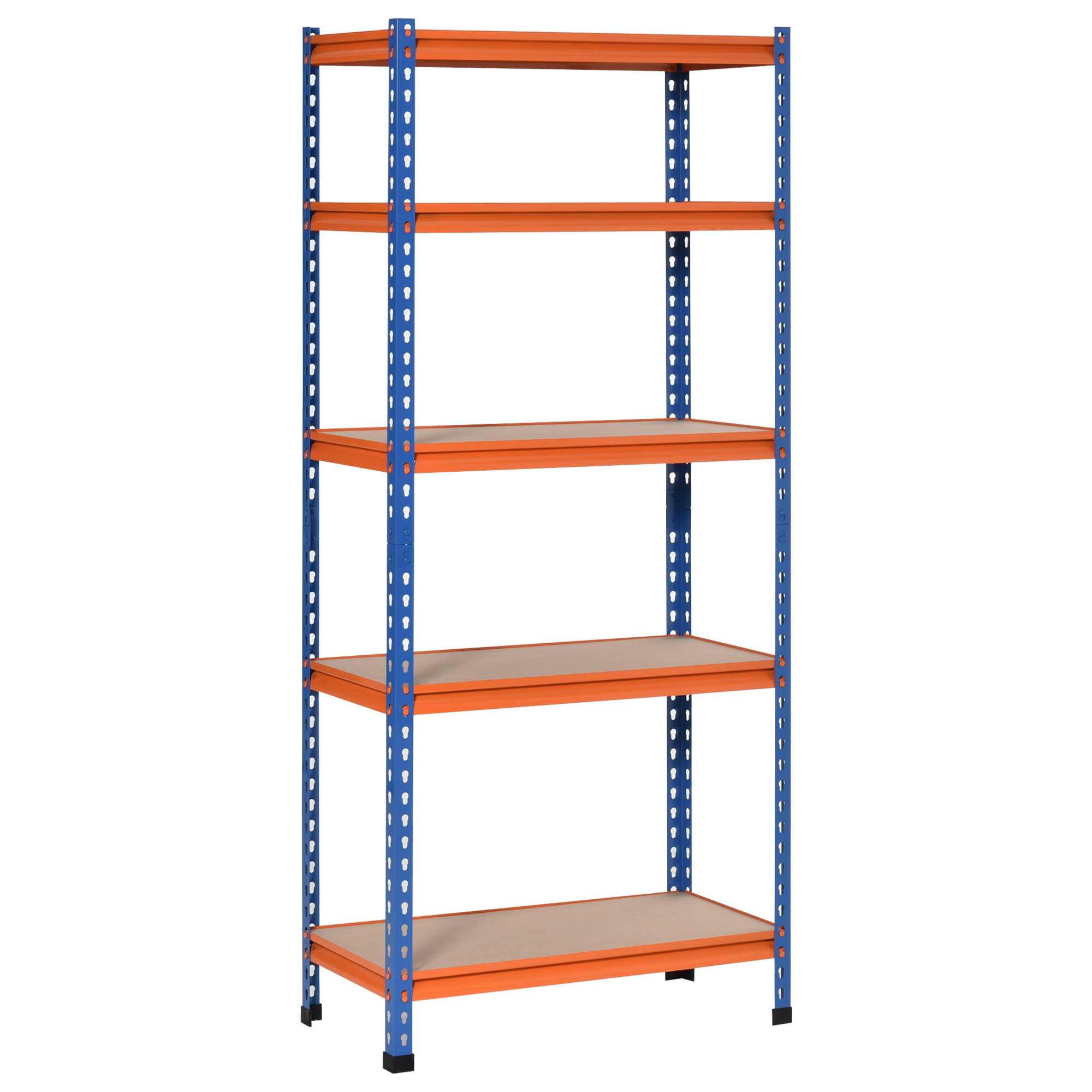 Image of Homcom Heavy Duty 5-tier Metal Shelving Shelving Storage Rack 1500kg Capacity 80 X 40 X 182 Cm Blue Orange, Storage Racks