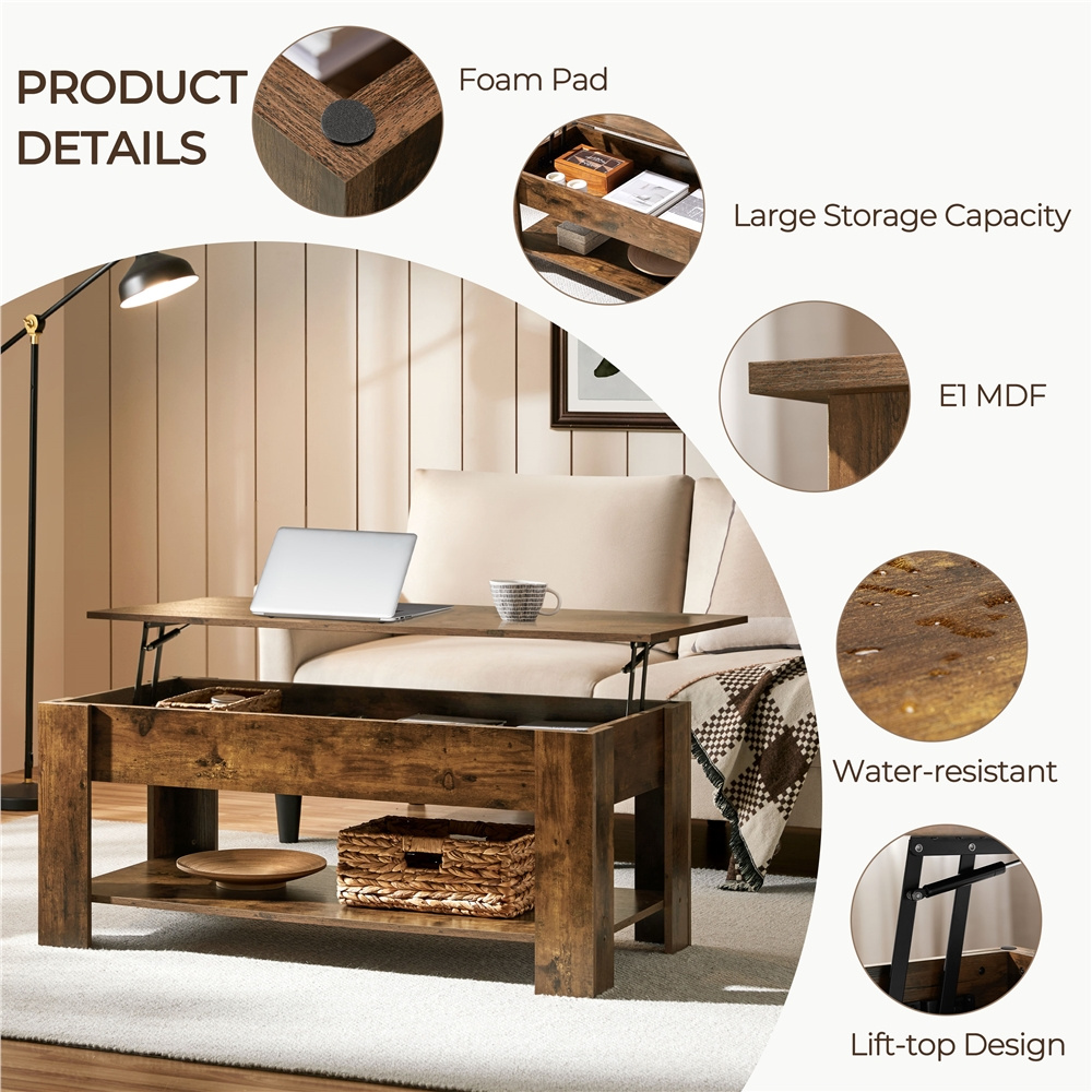 Costoffs Coffee Table with Storage, Lift Top Design