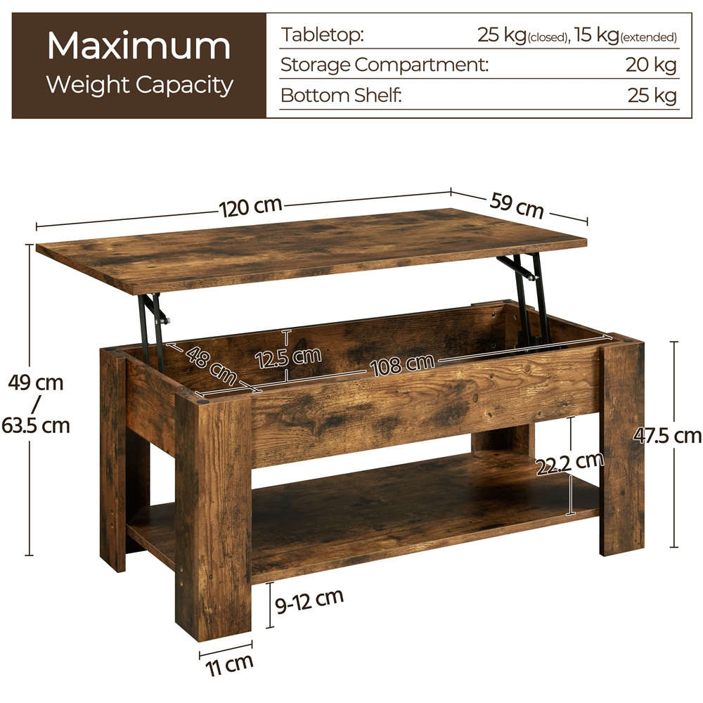 Costoffs Coffee Table with Storage, Lift Top Design