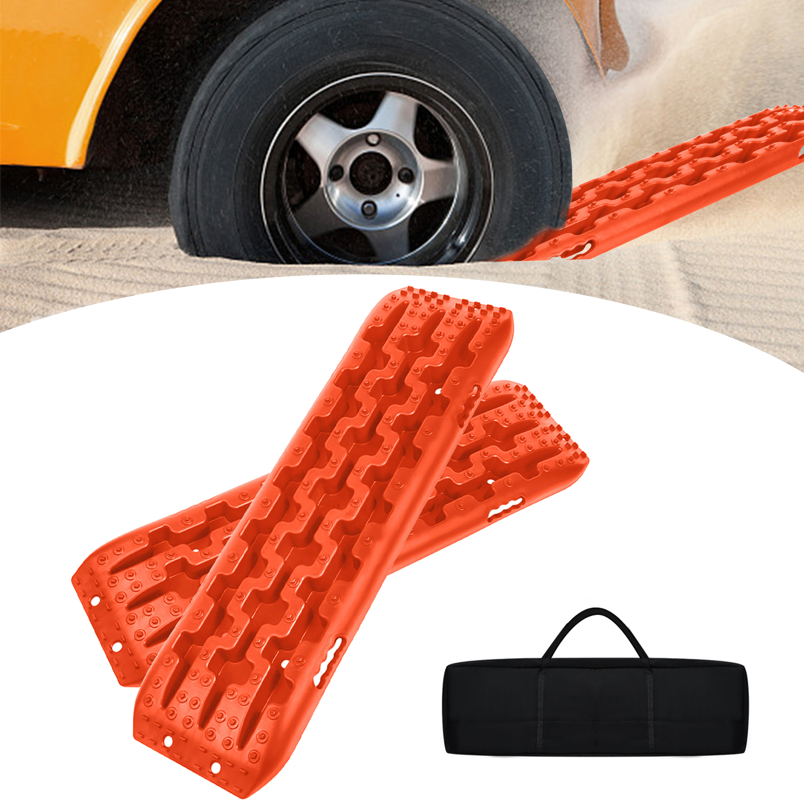 TEMU 2 Pcs Sand Board Car Approach Aid Off-road Traction Aid Recovery Board Track Traction Pads Traction Pads Snow Tire Ladder (orange)