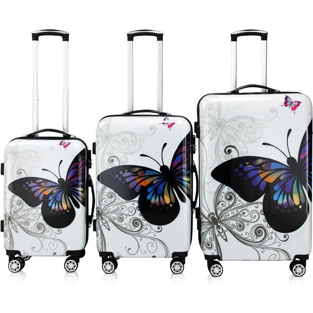 E-shop Hartschalenkoffer Set Basic Reisekoffer Trolley Koffer ABS Zwilllingsrolle Aluminiumlegierung-Teleskopgriff Schloss