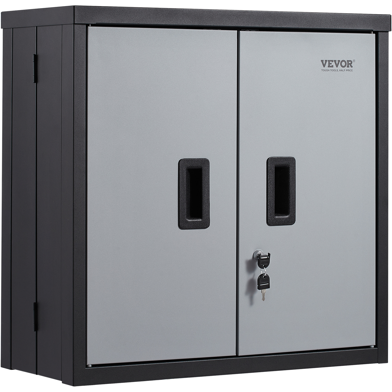Image of Vevor Foldable Wall Cabinet, Metal Garage Locker Mounted 26" Small Tool Chest 240 Lbs Loading Capacity Adjustable Shelf Magnetic Door File For Warehouse Office Home Black