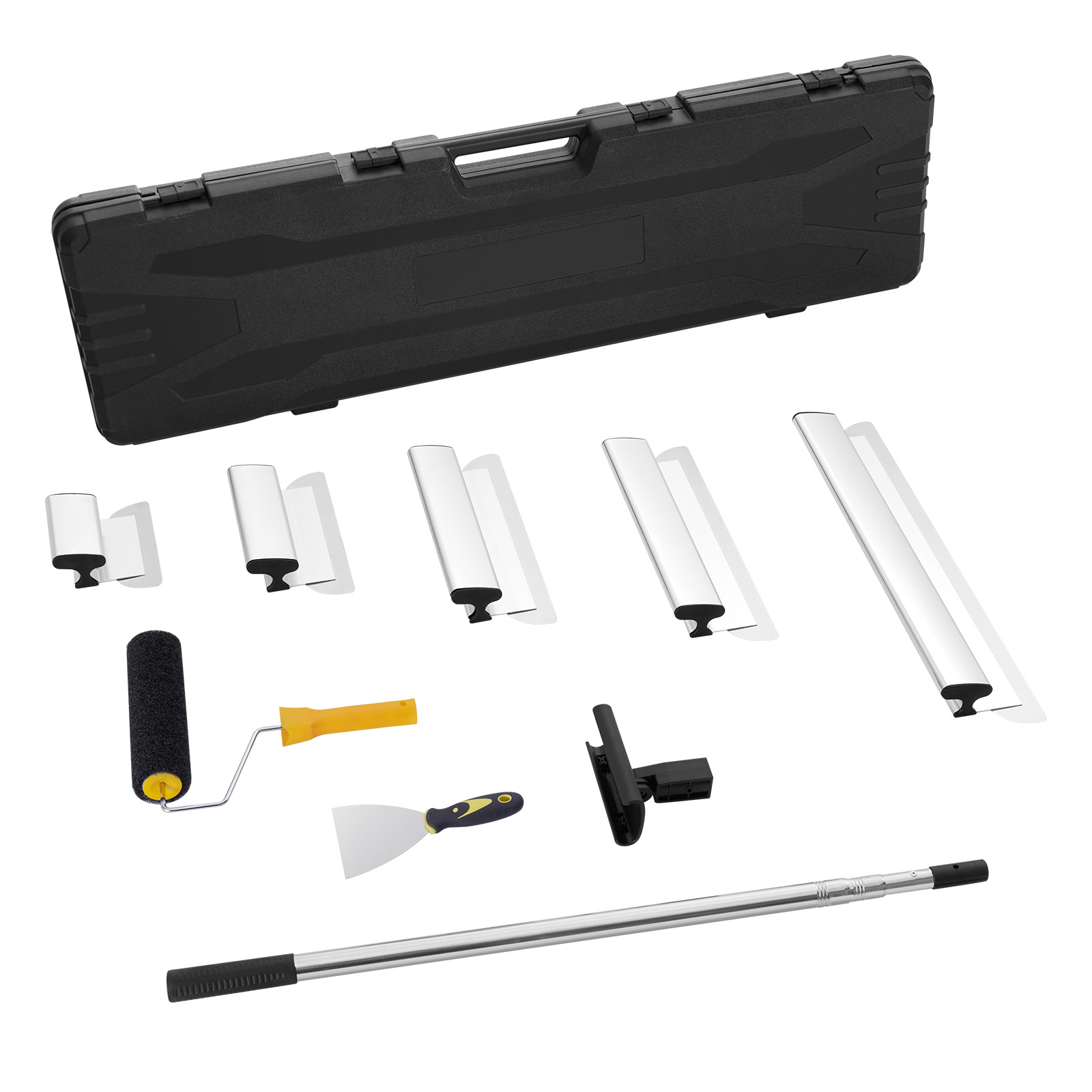 Vevor Drywall Skimming Blade Set, 7/10/14/16/24 In Skimming + 34 - 81.6 In Extension Handle Pole, Stainless Steel Knife Professional Skim Coat Tools, For Gyprock//plasterboard