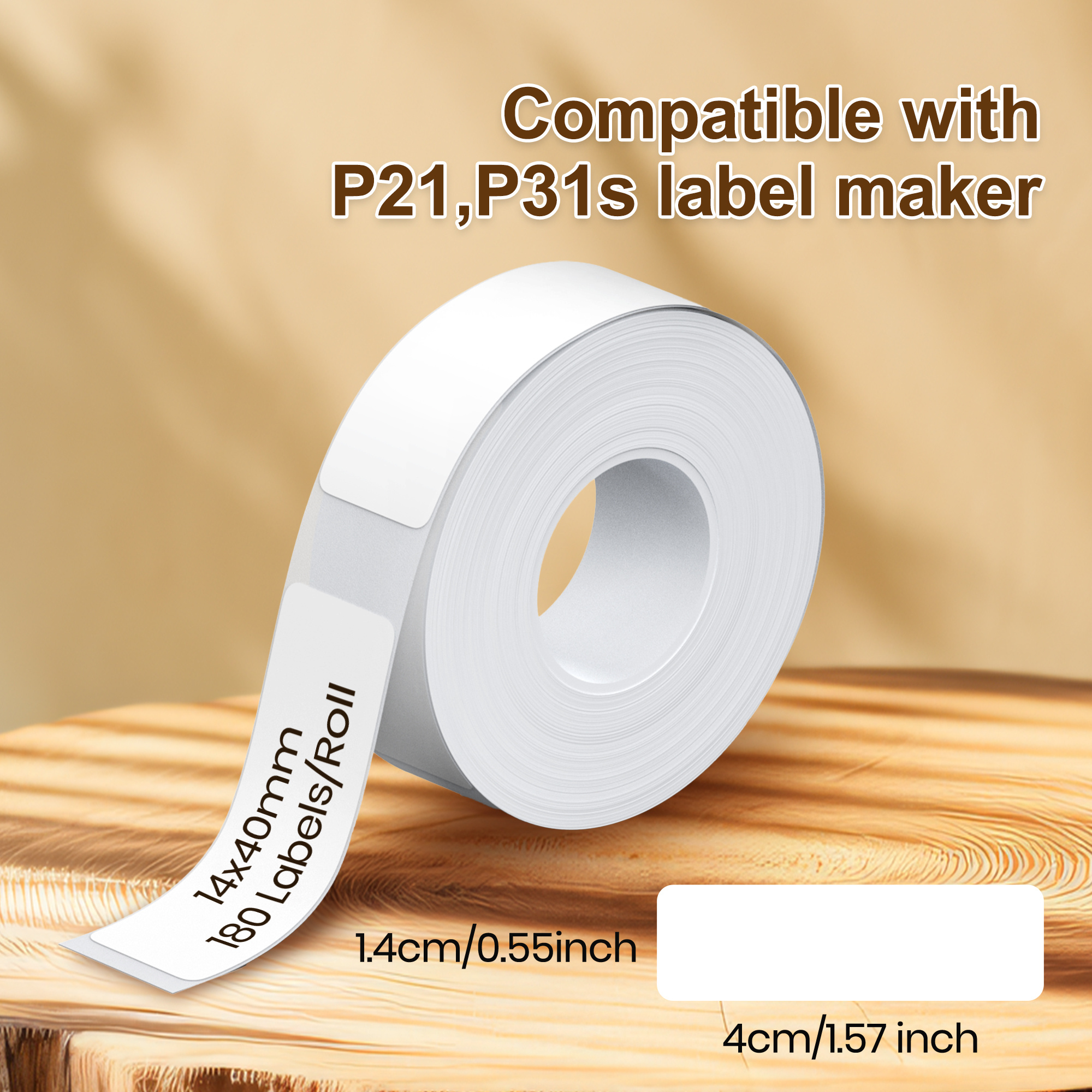 

14x40mm Thermal Labels, Compatible With P21, P31s Thermal Printers, Water-resistant, Oil-resistant, Tear-resistant, Labels For Offices, Schools And Households, Standard Laminated 180 Labels/roll