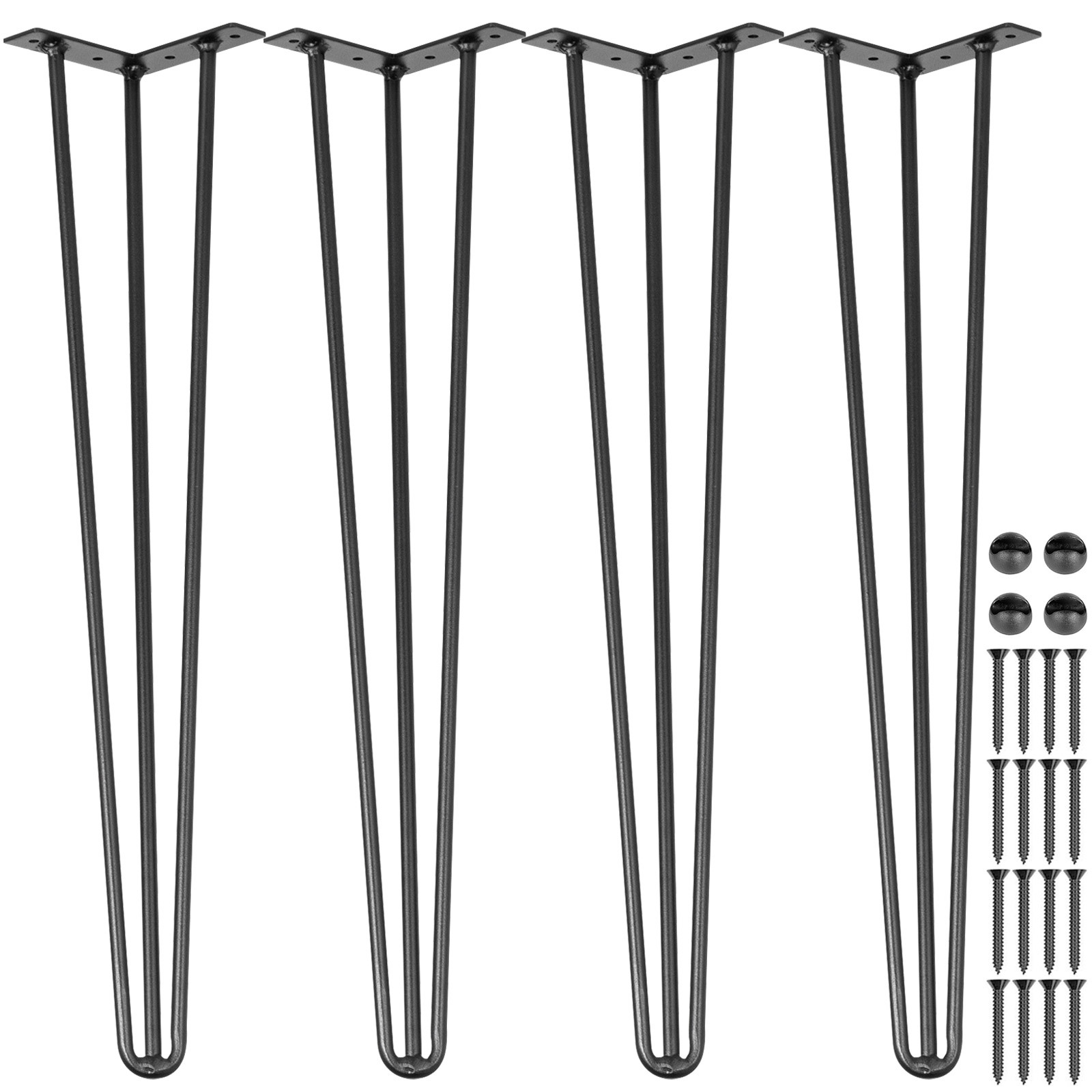 Vevor Metal Table Legs Adjustable Table Feet 20 Inch 50.8 Cm Replaceable Diy Hairpin Table Legs 3 Posts Table Frame Metal Black 4 Pieces