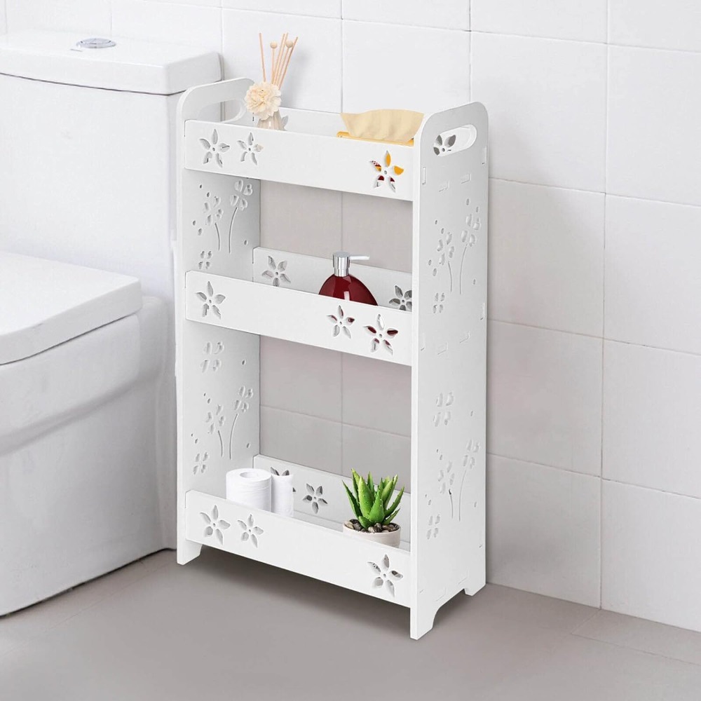 TEMU Bathroom Storage 3 Tier Narrow Storage Floating Shower Storage Rack Wall Mount 60x35 X13.5cm Storage Rack Free-standing Shelves For Bathroom
