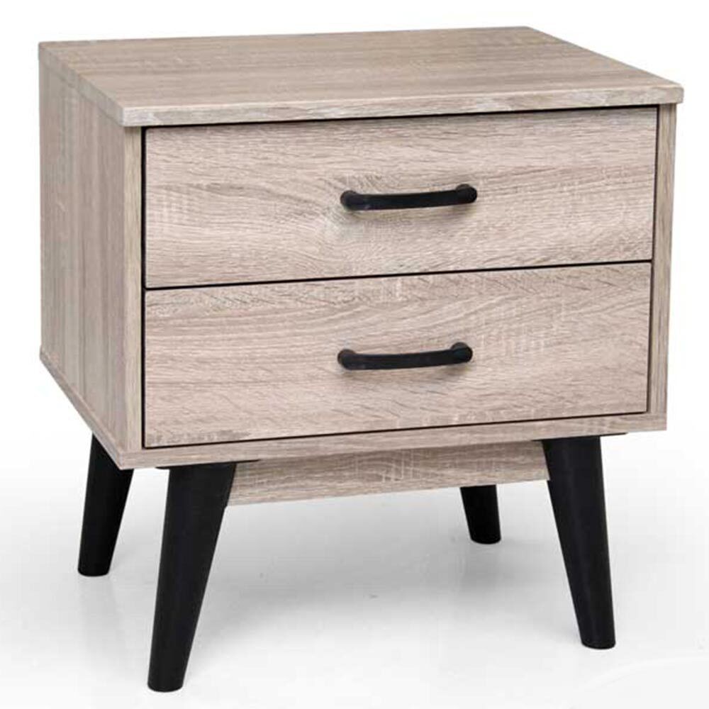 TEMU BAKAJI Comodino Camera da Letto Mobiletto 2 Cassetti Bassa Tavolino Laterale Design Moderno Scandinavo in Legno MDF 4 Piedini
