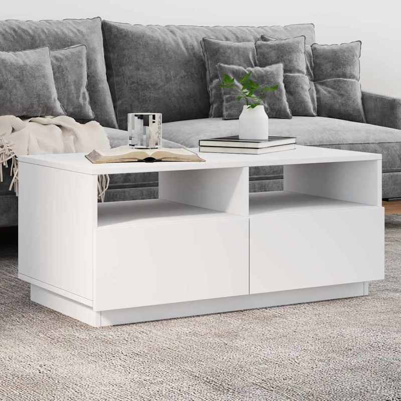 TEMU White Coffee Table 90x49x40 Cm. Decorate Living Room With Modern Coffee Table That Easily Matches With Furniture Of Any Style.