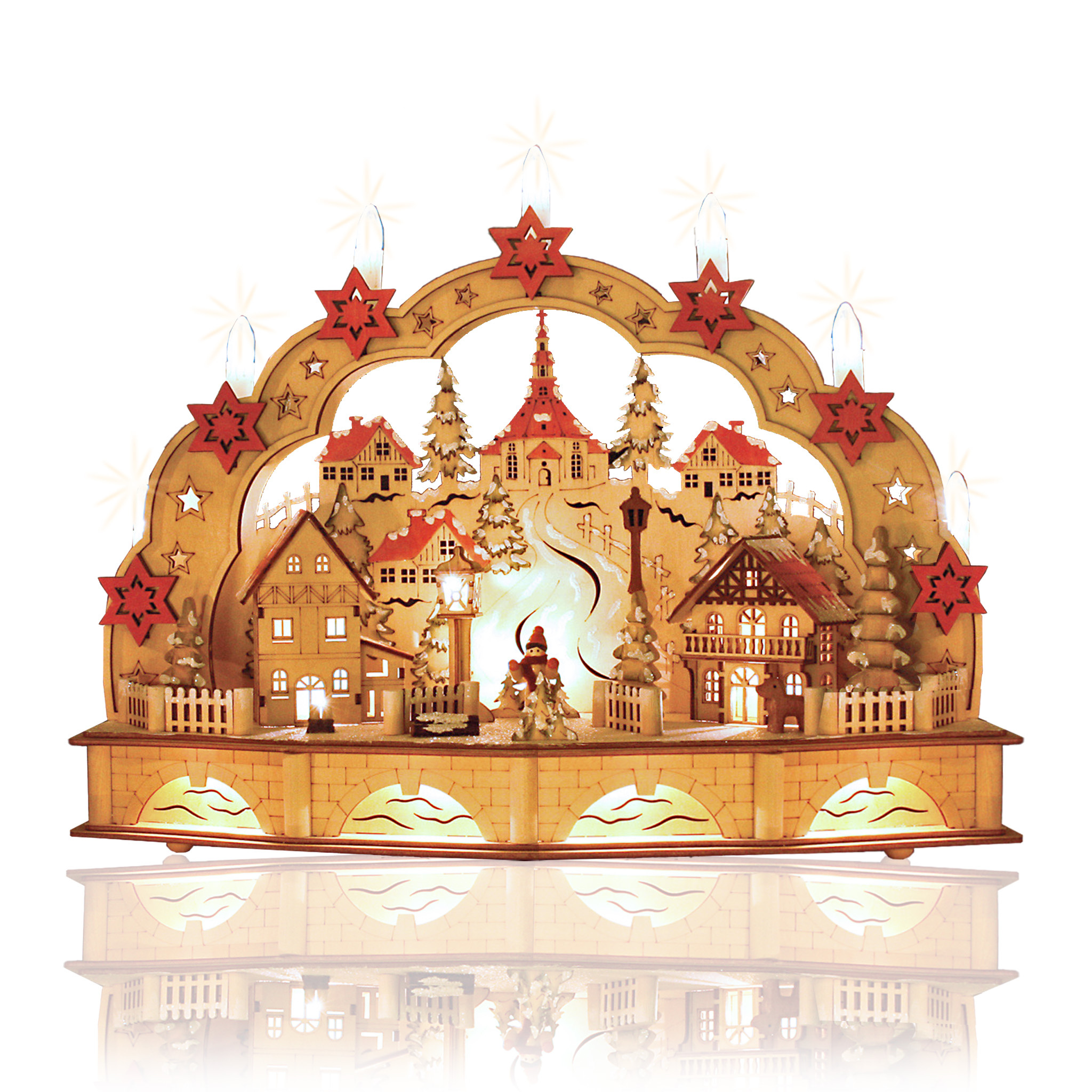 Image of Hellum Led Christmas Arch Wood, With Timer, Christmas Light Arch 45x16x34 Cm, Christmas Light Arch Battery Operated (3xaa Not Included), 15 Warm White Leds, For Indoor Use 525038