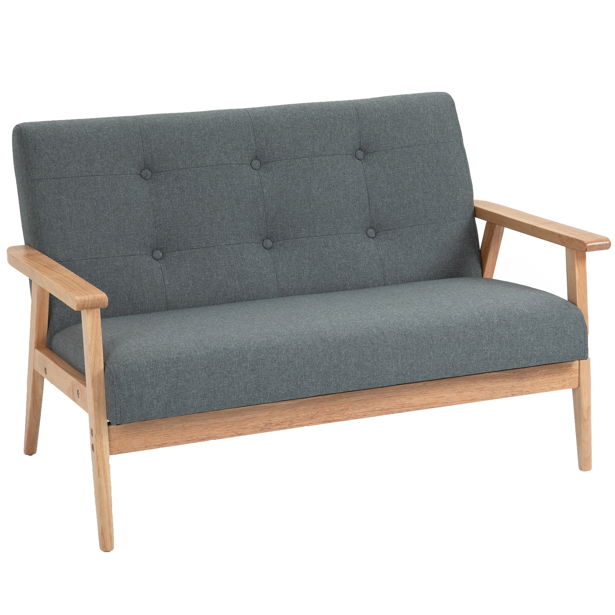 TEMU HOMCOM per soggiorno in stile scandinavo con braccioli, gambe in legno, mini per camera da letto, appartamento, piccoli spazi - Dimensioni 115L