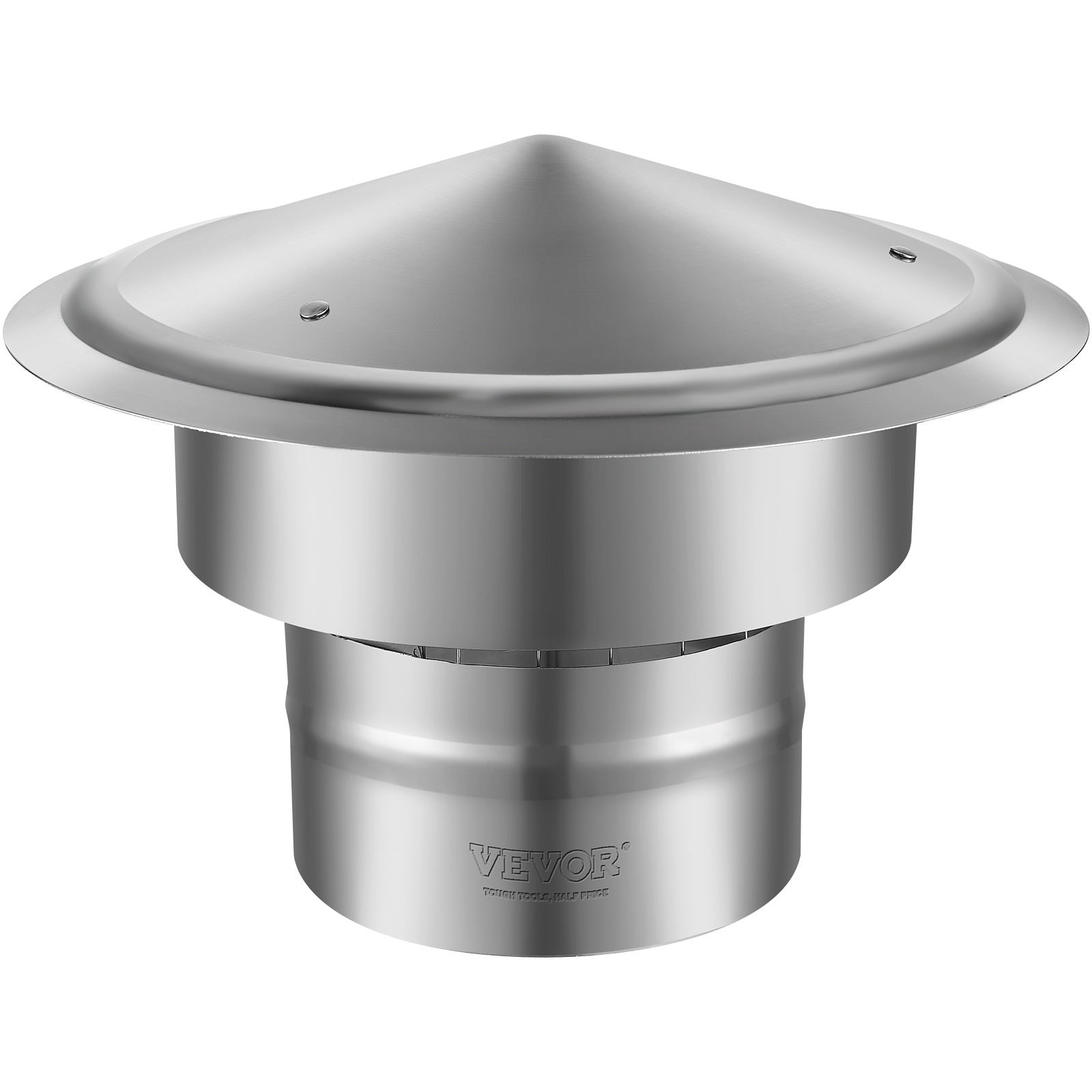 Image of Vevor Chimney Cap, 152.4 Mm, 304 Stainless Steel Round Cap, 300mm Increased Caps, All Weather & Reinforced Screws & , For Perfect Insulation Vent Cover Outside, Silver