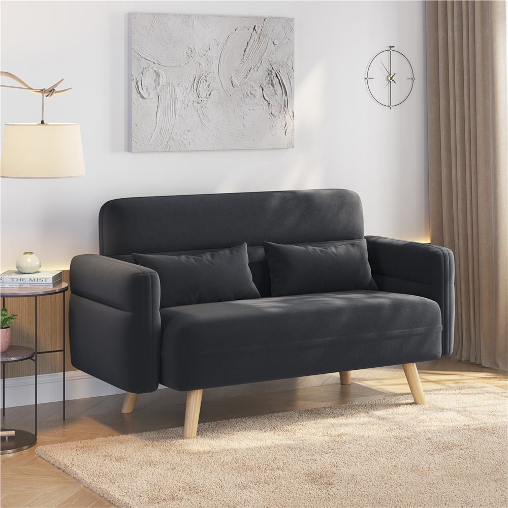 Yaheetech Small Modern Fabric Loveseat Small Sofa Upholstered Couch