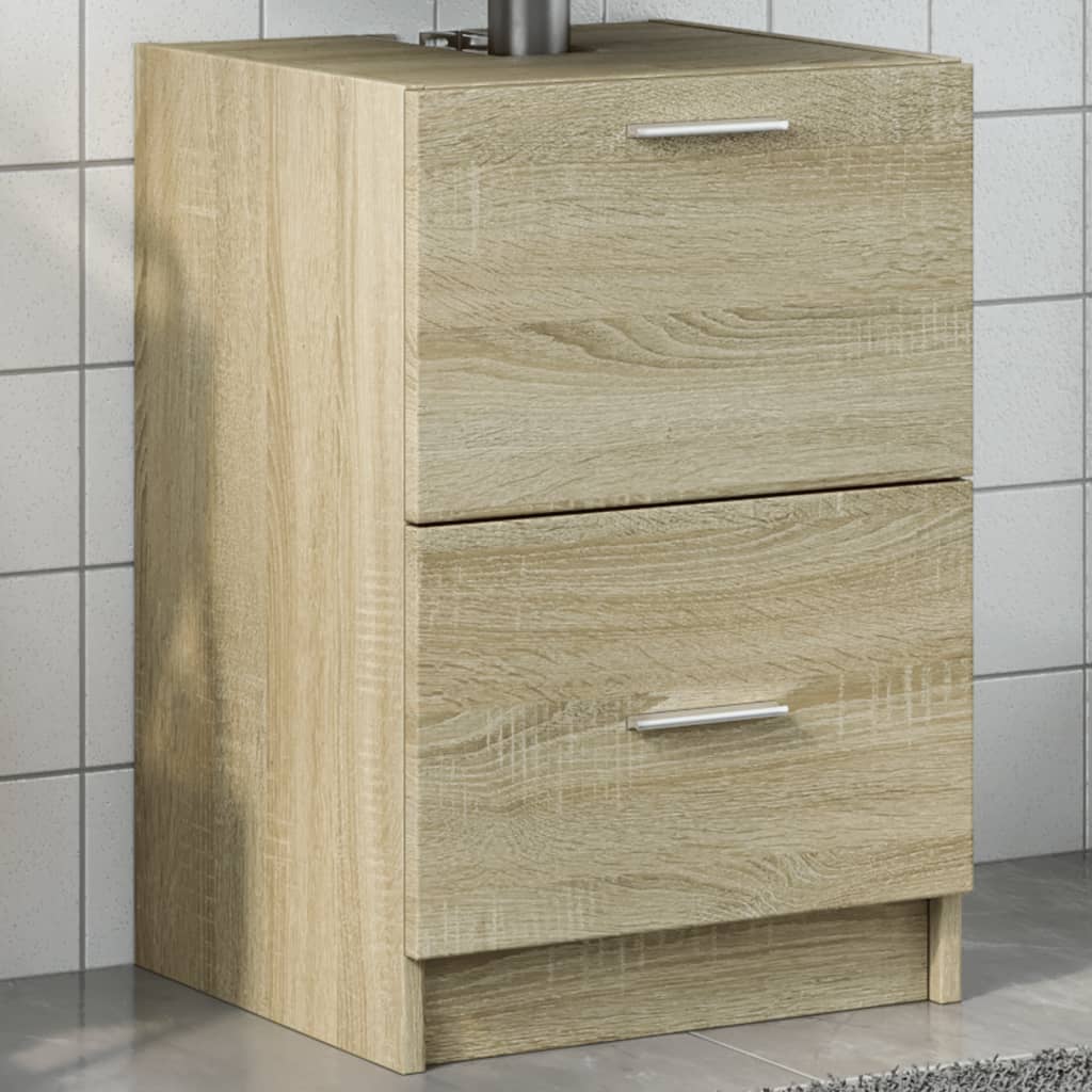 Image of Vidaxl Bathroom Vanity, Bathroom Cabinet, Storage Cabinet With Storage Space, Bathroom Cabinet Washbasin Cabinet, Oak Wood Material