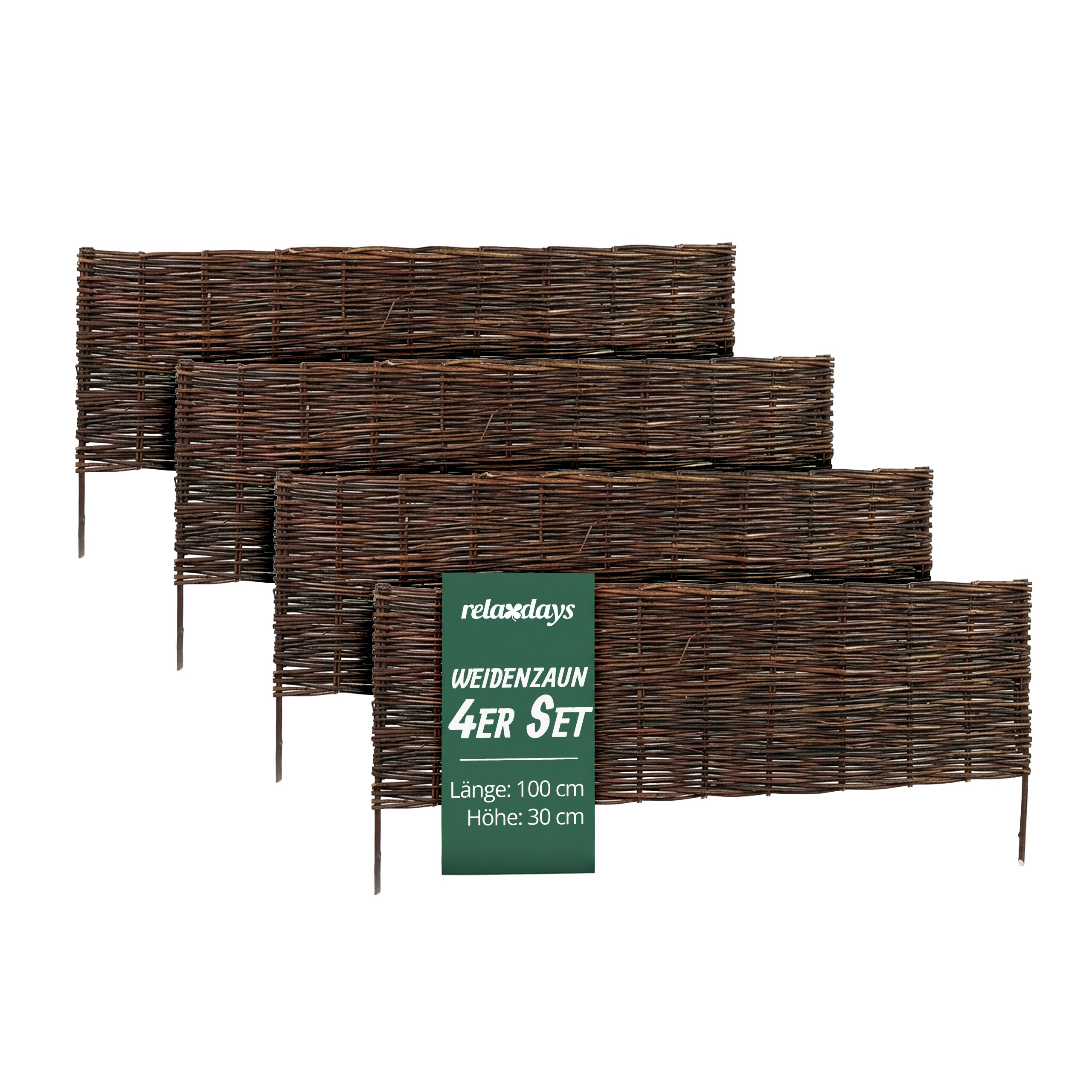 4 X Brown Flower Bed Edging - (w)100 X (h)30 Cm
