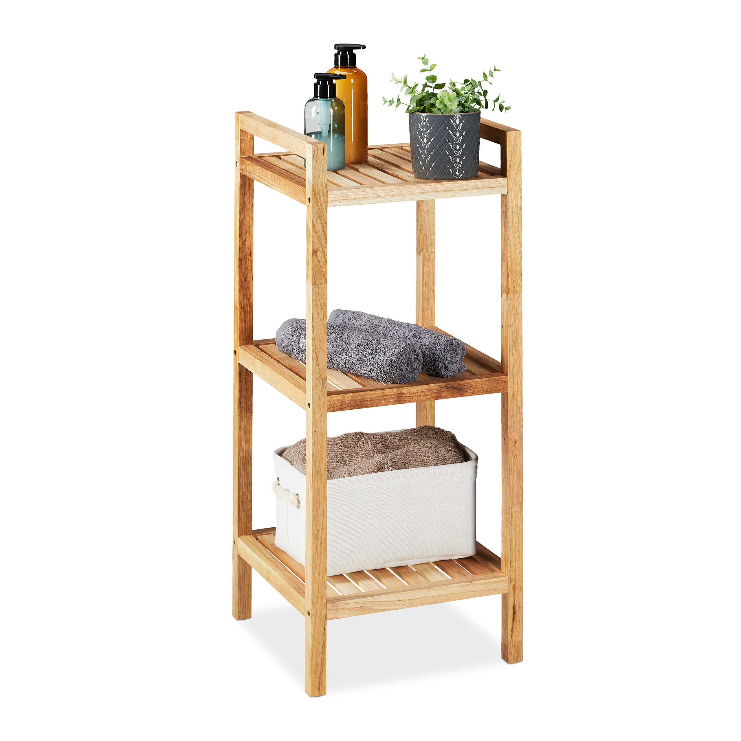 Bathroom Shelf In Natural - (w)35 X (h)81 X (d)35 Cm