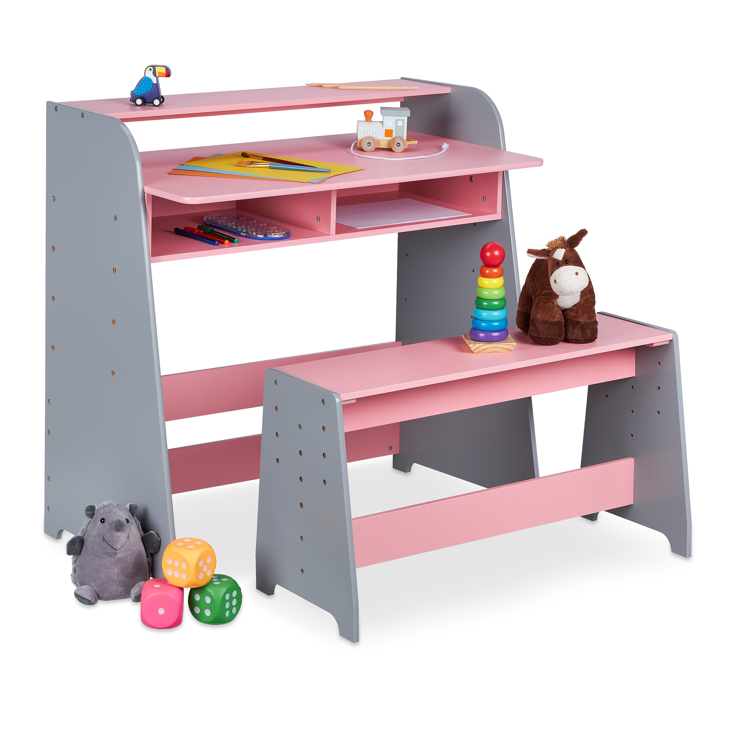 2-tier. Children's Table In Pink/ Grey