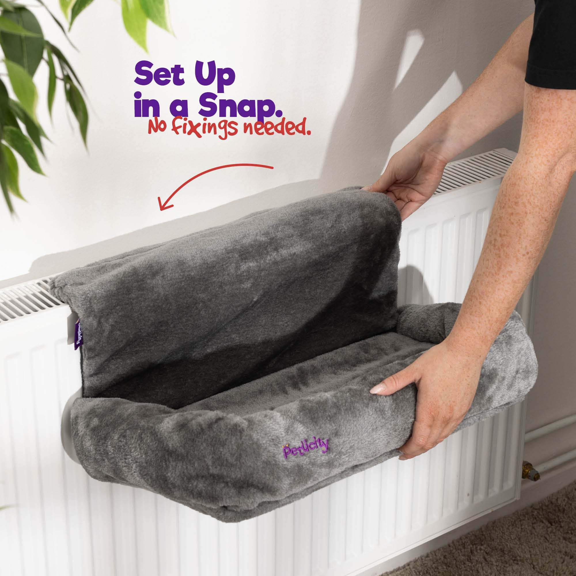 TEMU Snuggle Padded Cat Radiator Bed - Grey