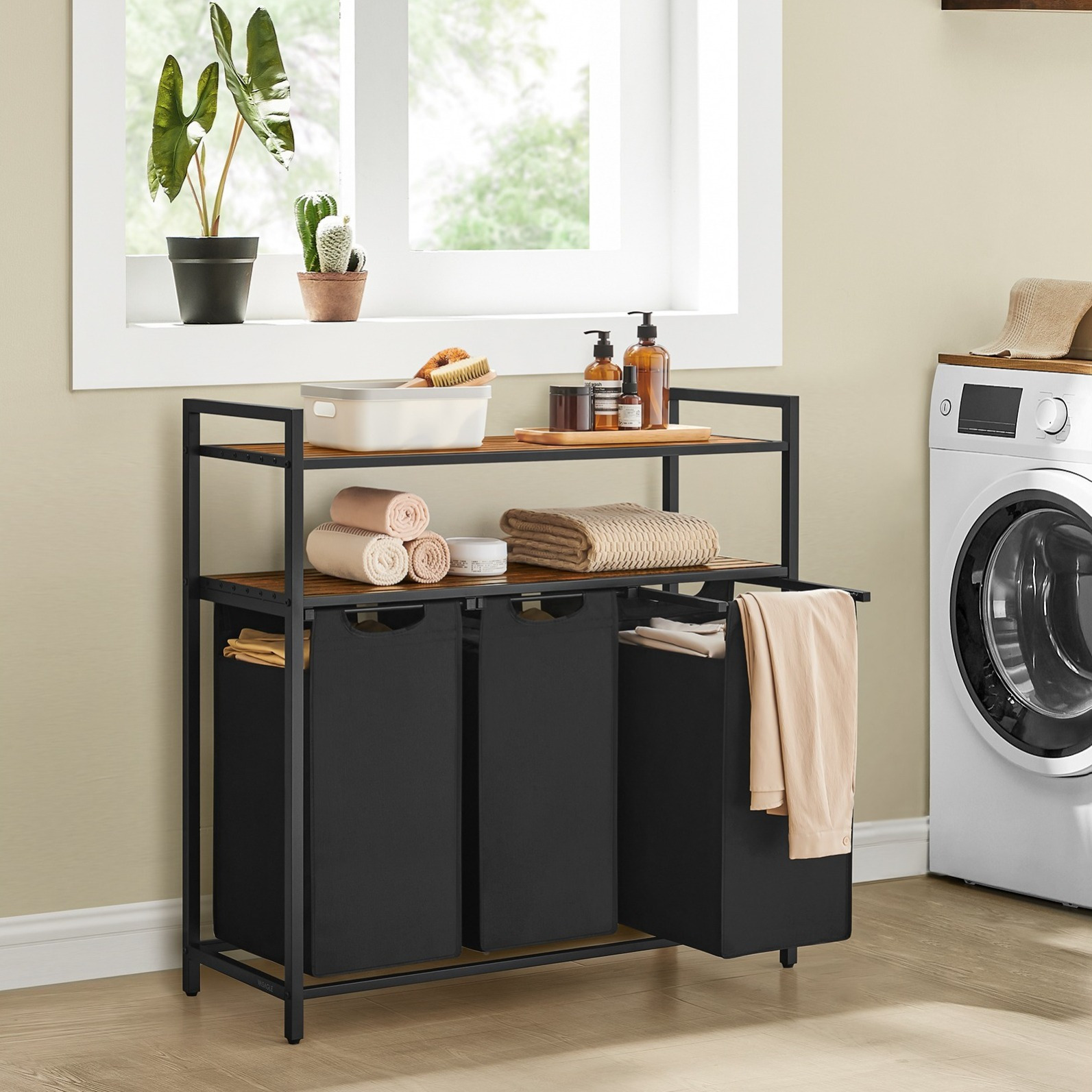 TEMU Laundry Basket, Laundry Collector With 2 Compartments, Removable And Detachable Laundry Bag, 65 , For Bathroom, Laundry Room, Laundry Baskets