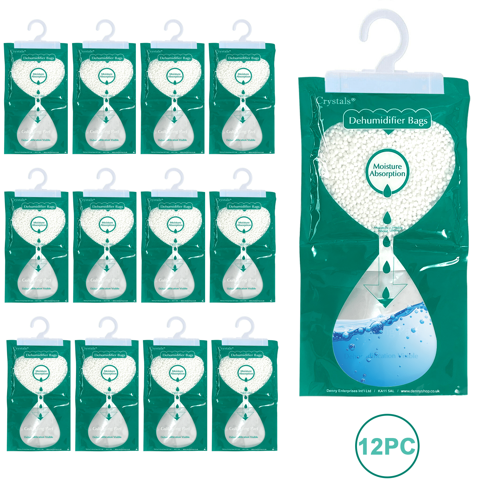 TEMU 12pcs Wardrobe Dehumidifier, Moisture Absorber Hanging Bag Household Hangable Moisture-absorbing Bag, Dehumidification For Wardrobe, Bedroom,