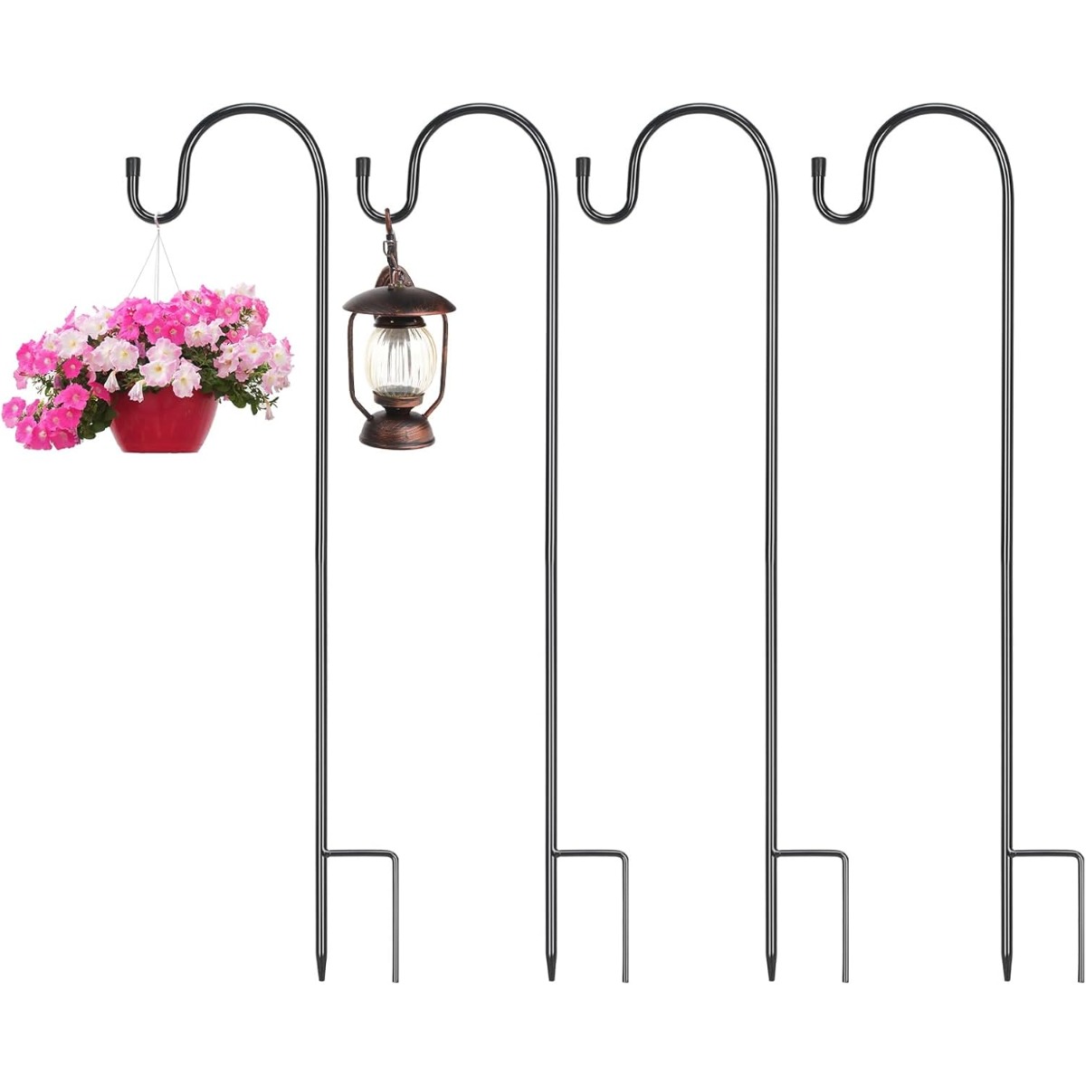 

Dkiny 4pcs 100cm Garden Hook Metal Garden Stick Garden Peg With Hook Rust Resistant Flower Hanging Basket Holder For Hanging Bird Feeder Lantern Lighting Wind Chime Birdhouse