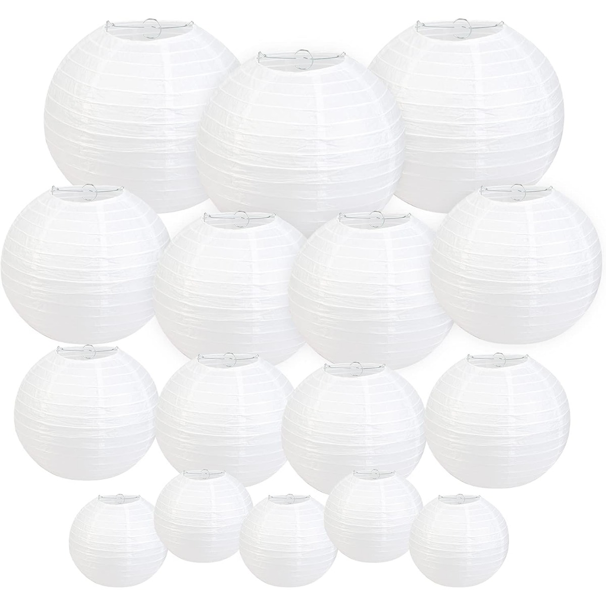 

Honmok 16 Pieces Paper Lanterns White Paper Lantern Hanging Paper Lanterns Lampshades Round Lampshade Party Decoration For Wedding Party Baptism Birthday Decoration