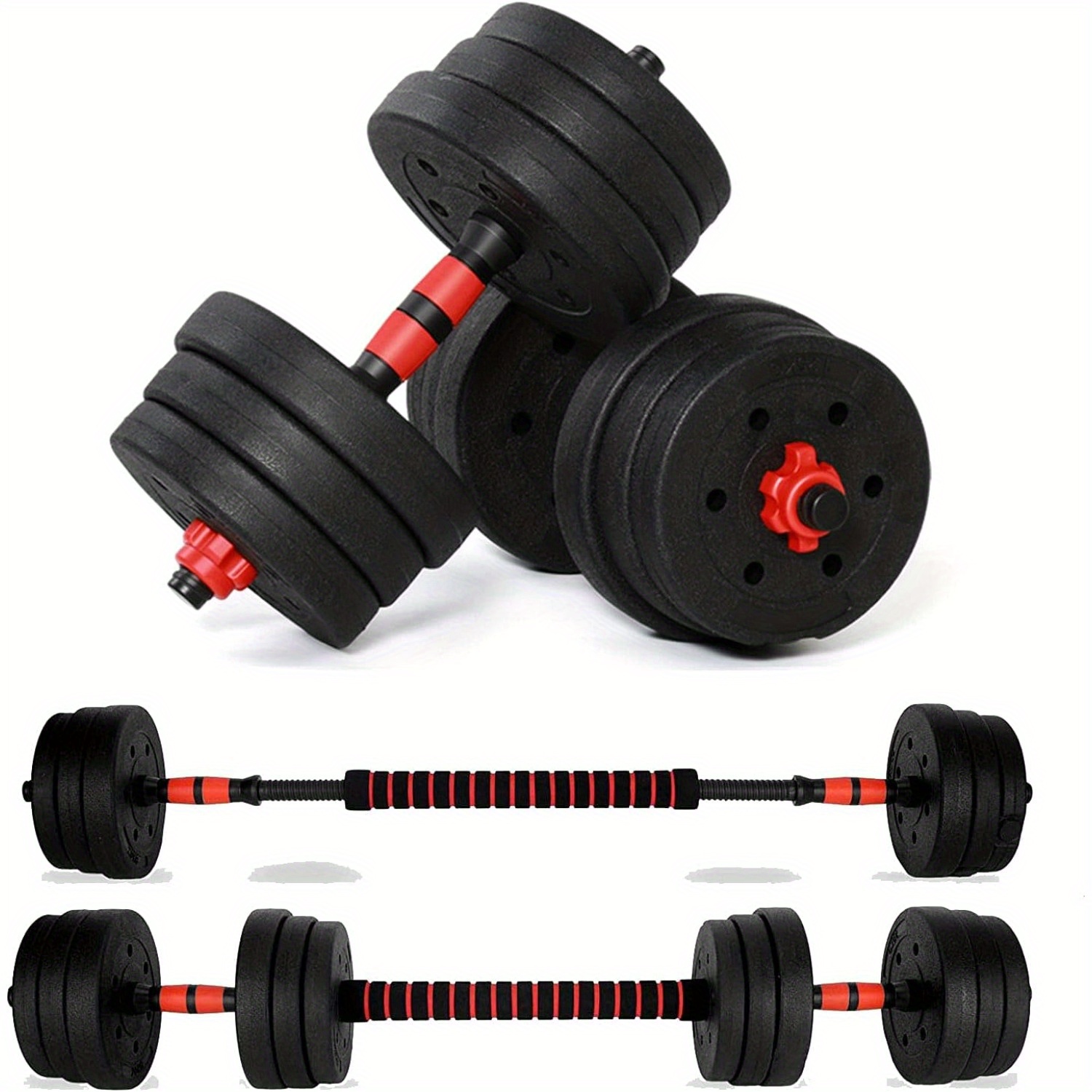 TEMU 20kg Dumbbells Barbell Set Adjustable Dumbbells Weights Set Connecting Rod 2 In 1 Dumbells And Barbell Set Weight Set For Men Or Gym