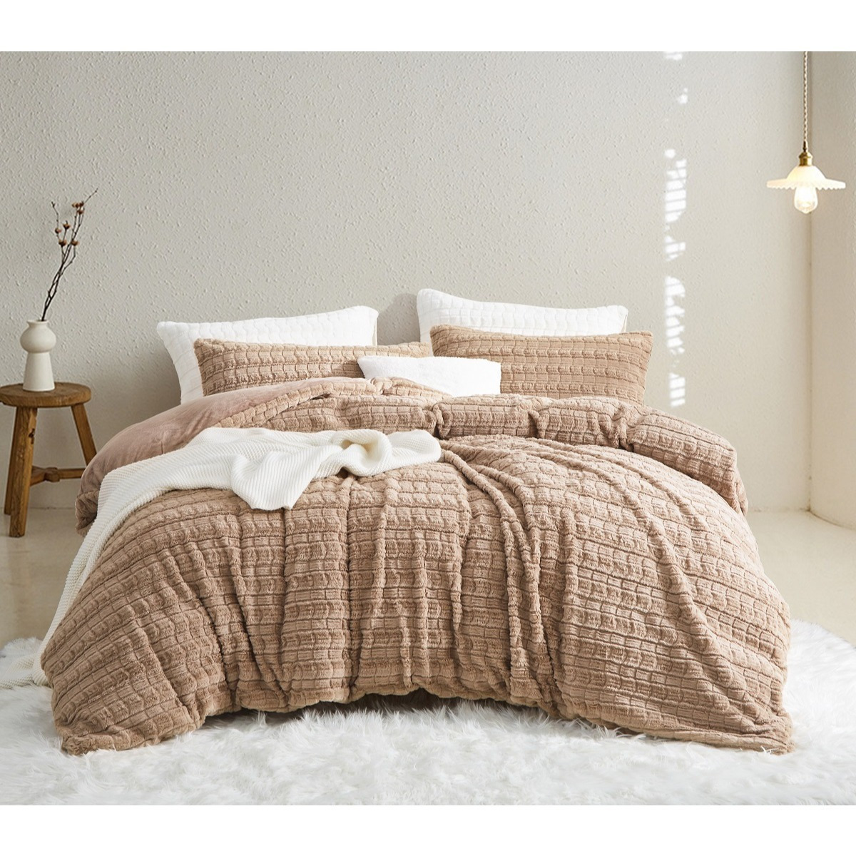 

Plush Bedding Artificial Fur Fluffy Winter Bedding Warm Cozy Flannel Duvet Cover With Zipper And Pillowcase 80x80cm