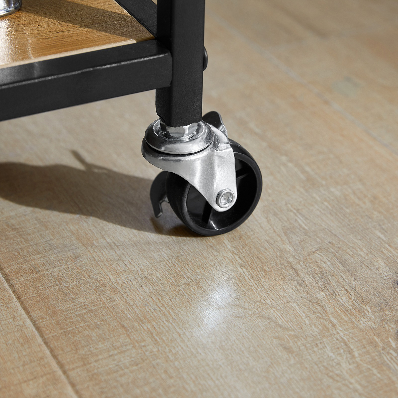 1pc Desserte de Cuisine à roulettes avec Tiroirs Chariot de Cuisine Style Industriel en Bois Vintage et Métal Noir Meuble Bas Cuisine avec Étagères de Rangement 89x53x37cm - GLX222-QG