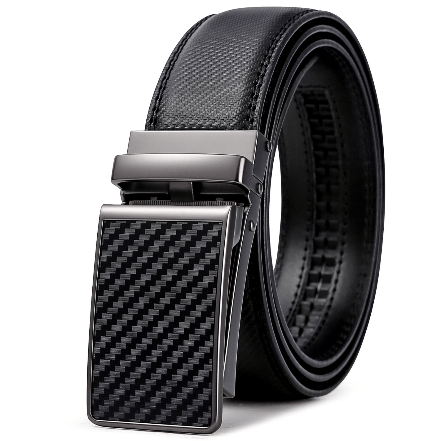 Leather Belt With Modern , Stylish Men's Belt 3.5 Cm Wide, Automatic Belt With Ratchet, For And Business, . Storage Box