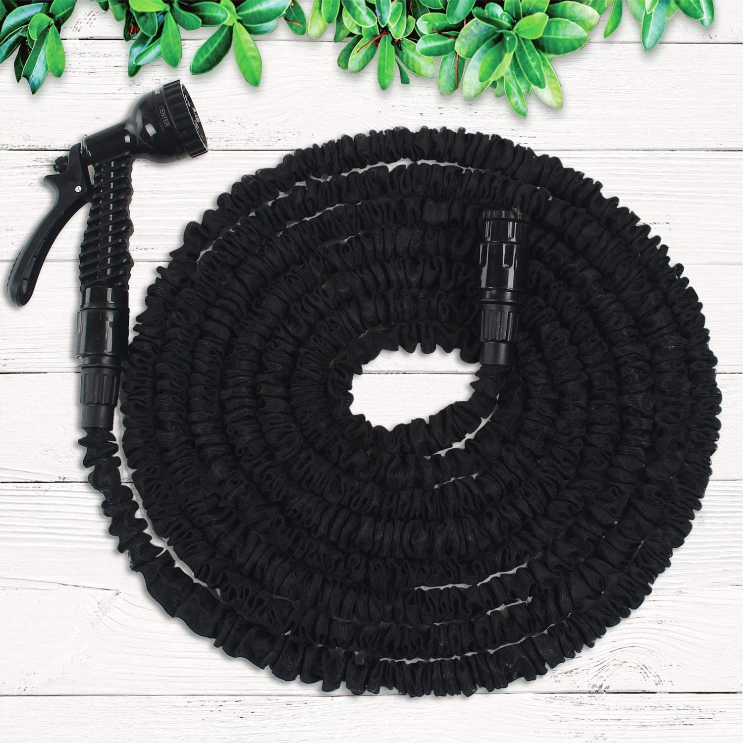 TEMU Garden Hose 50- Ft Hose Pipes With 7 Water Spray , Expandable Hose Pipe Spray Hosepipes For Garden, Garden Hose Reel, Magic Water Pipe ( Black)