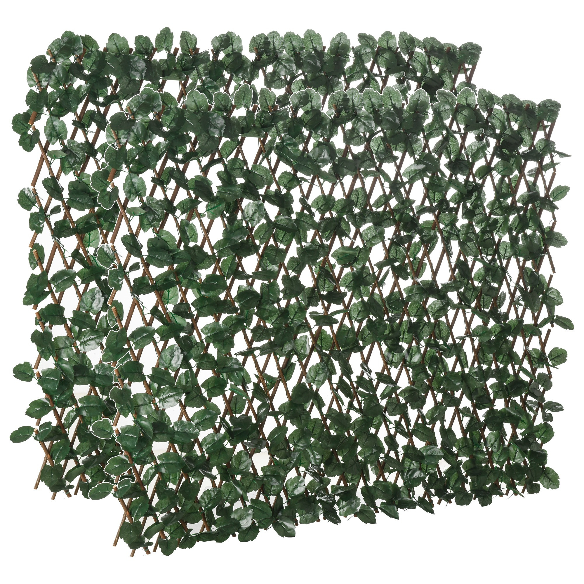TEMU Outsunny Haie artificielle feuilles murale brise-vue 2 panneaux longueur ajustable 295 x 70 cm treillis extensible feuillage réaliste en PE vert