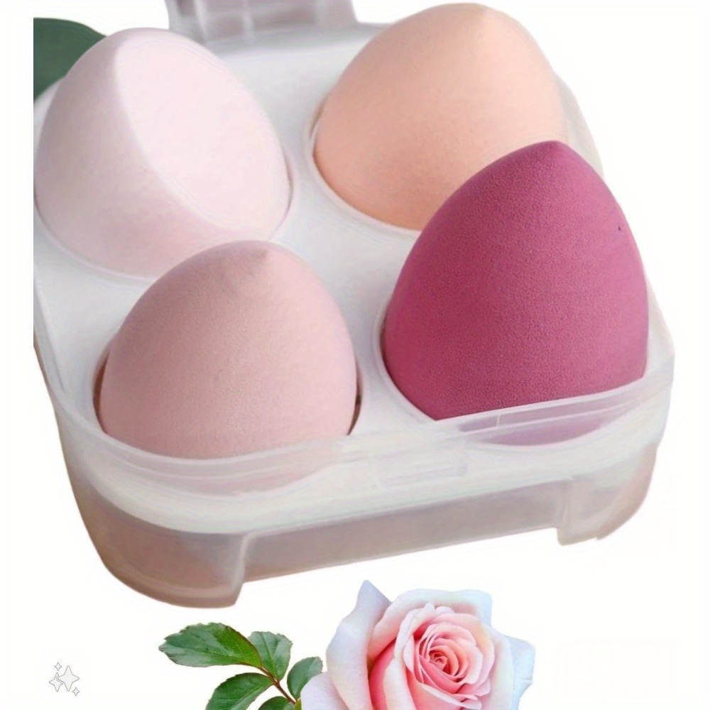 TEMU 4pcs Multi-coloured Beauty Blenders With Covered , Multi Shaped Blush , Face Makeup , Set Of 4 Sponges To Apply And Concealer, Sun Lotion, Cream