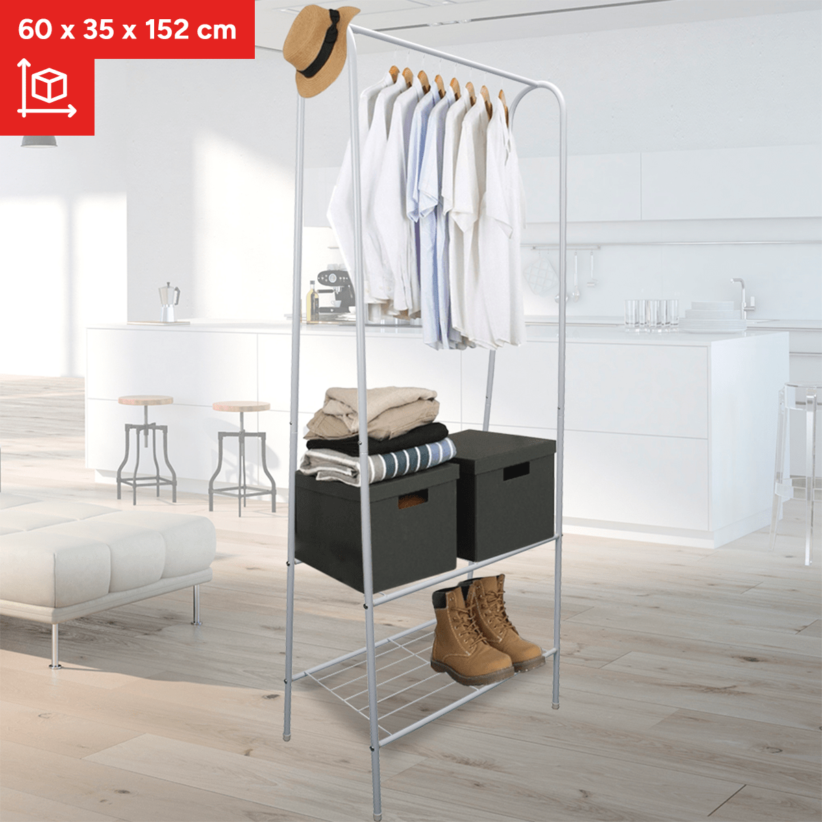 TEMU Perchero Metálico para Ropa y Zapatos, Estabilidad, Fuerte Carga de Peso y Capacidad, Instalación Simple, Ideal para cualquier de tu Casa u