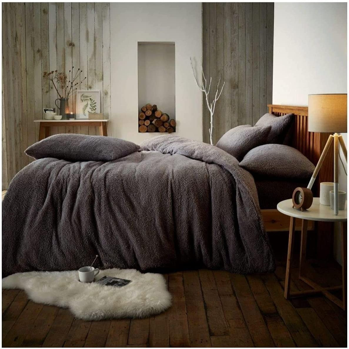 

Bedding Fluffy Teddy Flannel Reversible Duvet Cover Plush Sherpa Blanket Duvet Cover With Zipper And Pillowcase 80x80cm