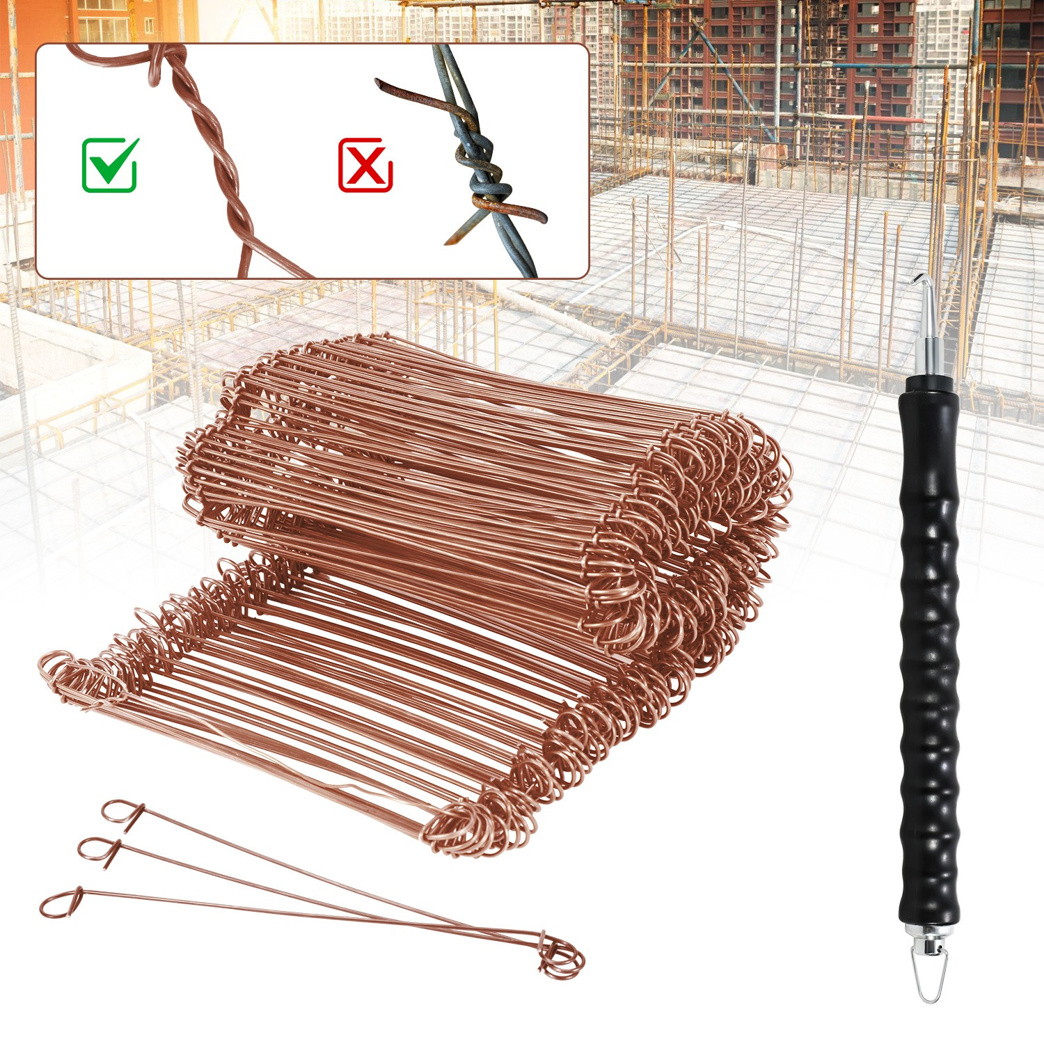 TEMU /400mm, Concrete Binding Wire (1000 Pcs). Stainless & Wire Binder High Quality Drilling Wire Eye Wire Drill Wire Binding Wire Concrete Wire Copper