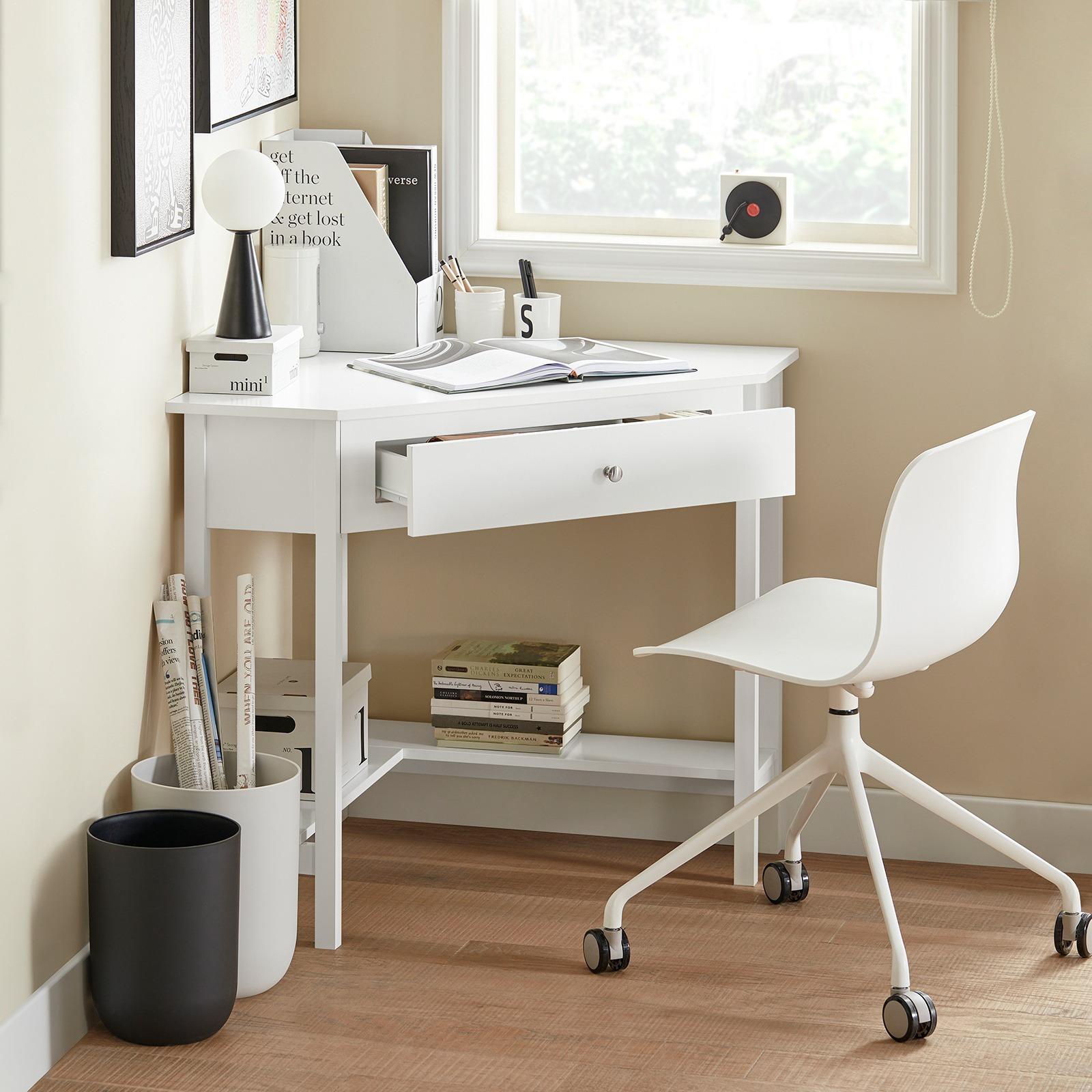 TEMU Desk With Storage Study Room Mdf White