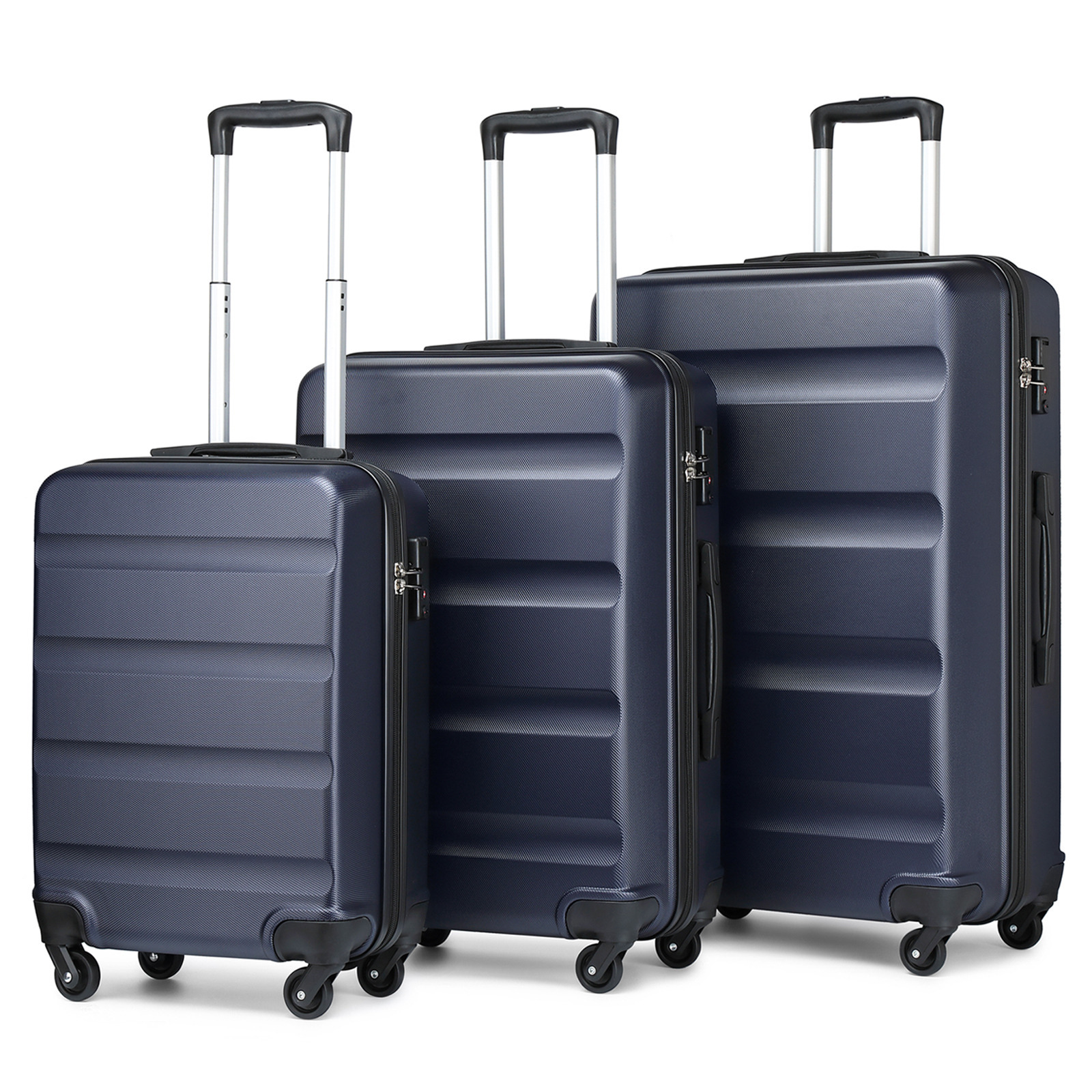Image of 3pcs Of Suitcase Luggage Set Cabin/medium/large Suitcases Hard Shell Luggage With 4 Spinner Wheels And Dial Combination To School Holiday Gift, Luggage Bags For Travel