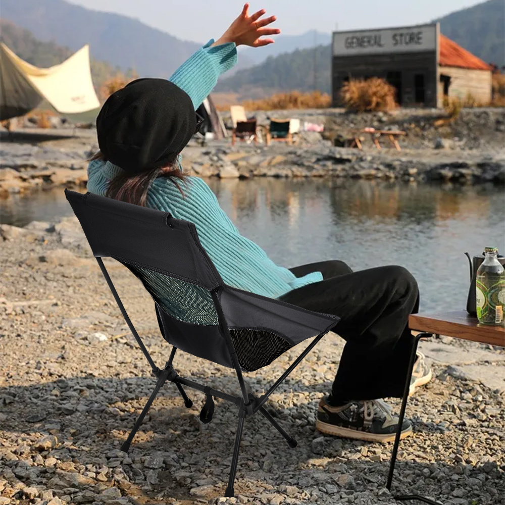 folding hiking chair portable camping adjustable height chairs outdoor use for picnic camping painting parties fishing black 41 80 88cm details 7