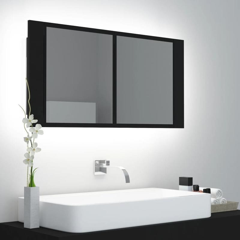 

Bathroom Mirror Cabinet Black 90x12x45 Cm Acrylic