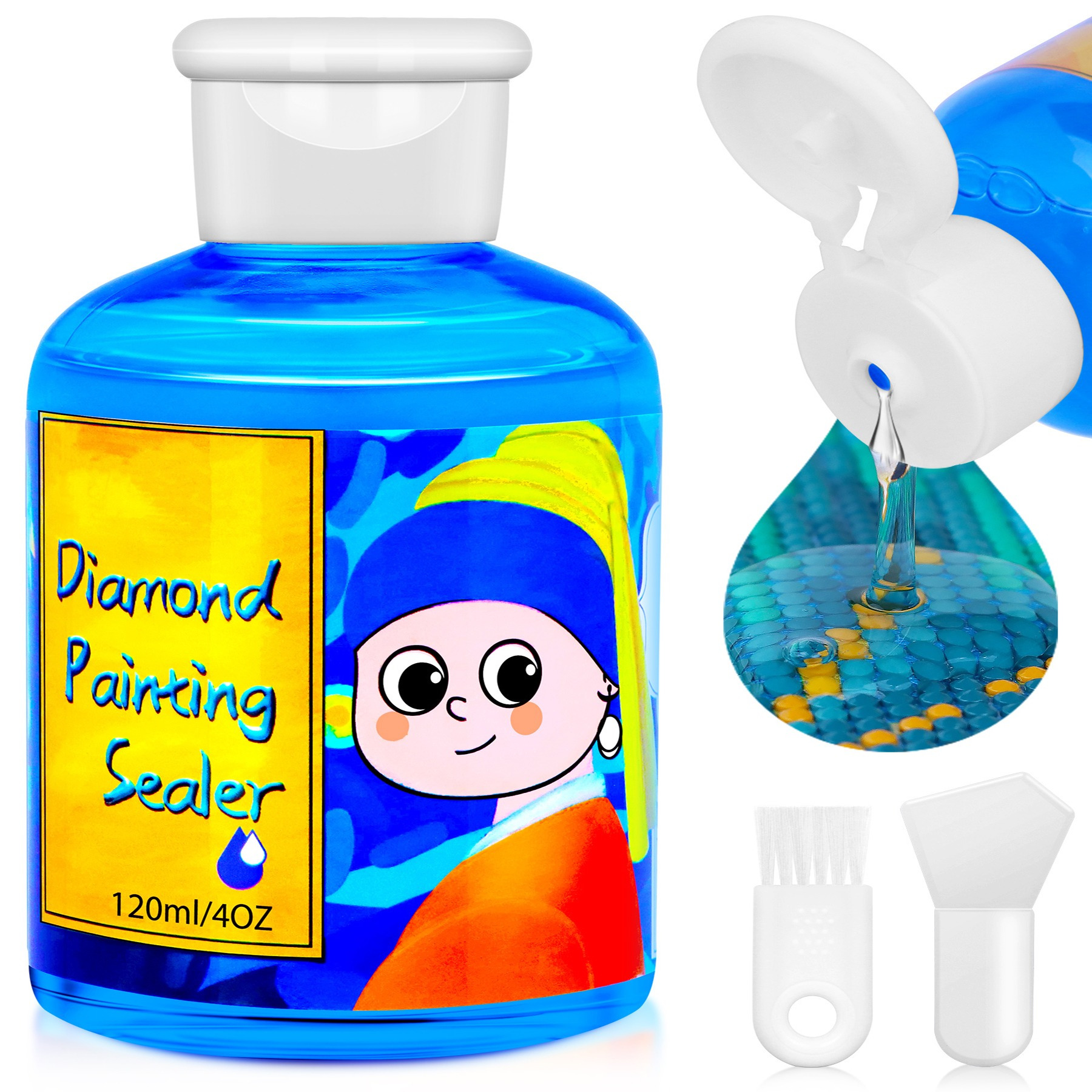 

Scellant pour peinture diamantée avec pinceau en silicone, effet de brillance permanent pour protéger la peinture diamantée et les puzzles 5D, colle non utilisée en toute sécurité par les adultes et